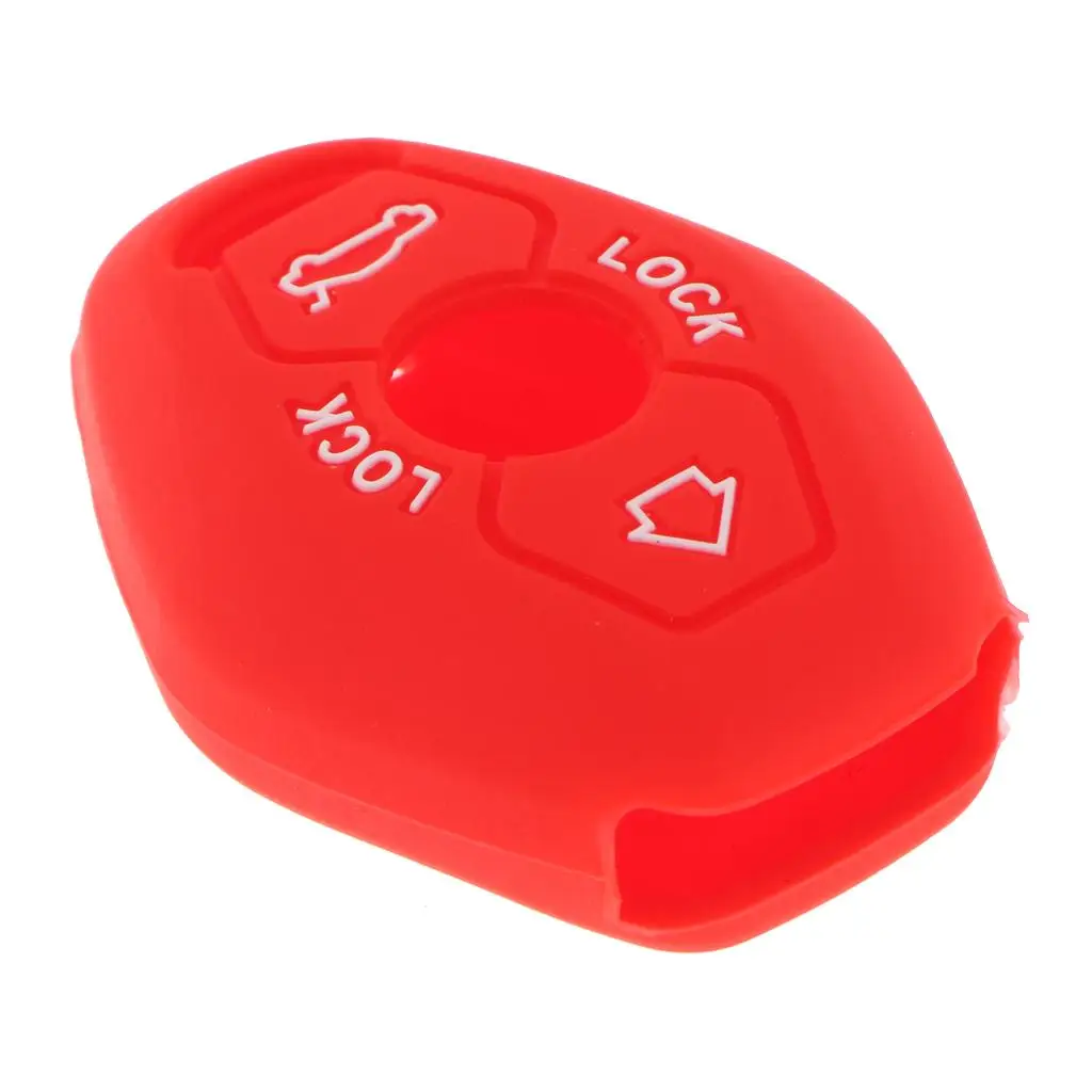 Smart 3 Buttons Car Remote Key Case Silicone Fob Key Cover Black for Red