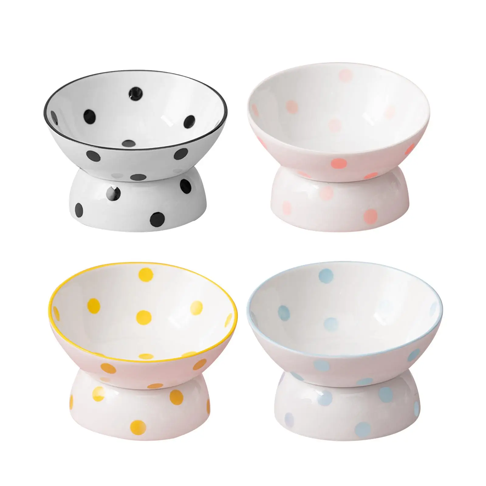 Capacity 200ml Ceramic Elevated Cat Feeder Bowl Slant Porcelain Pet Cat Dish Cat Feeding Watering Supplies Anti Skid Stable Base