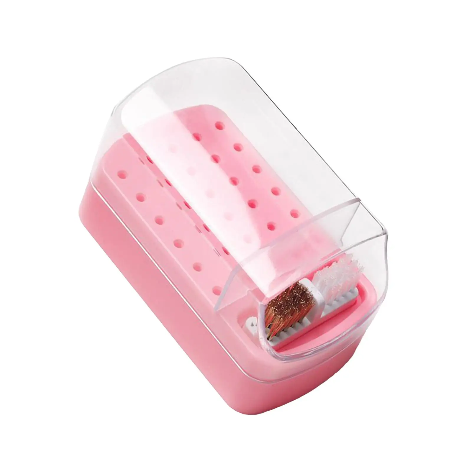 Nail Drill Bit Holder Lightweight Salon with Clear Lid Home DIY Waterproof Nail Grinding Head Polishing Bits Carrying Case