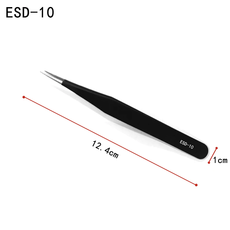 Description Picture 5 of itemIndustrial Precision Stainless Steel Tweezers Set Anti-static ESD  Maintenance Tools Curved Straight Tweezers Repair Tools
