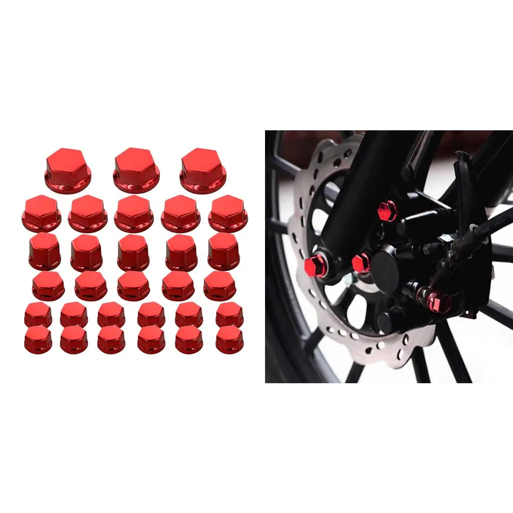 30Pc motorcycle nut screw cover for Yamaha for Kawasaki for Honda  Red