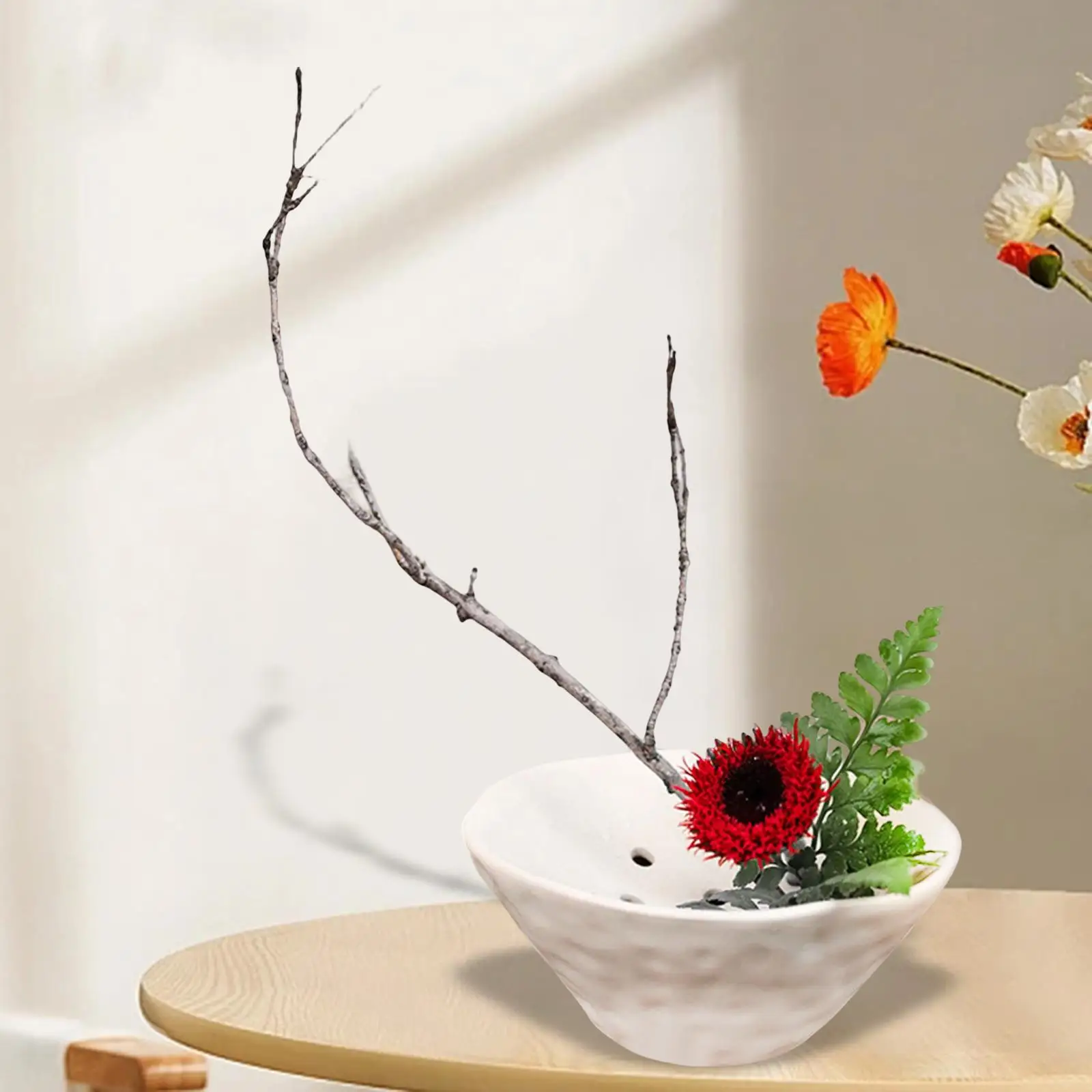 Flower Arrangement Bowl Stable Centerpiece Durable Fittings Multipurpose Ceramic Vase with Holes Flower Frog for Birthday Garden