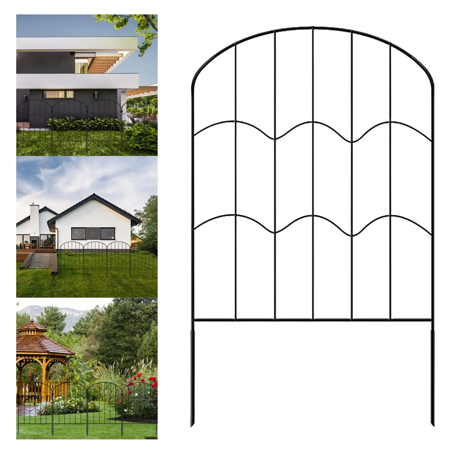 Garden Fence Panel Picket Tall Flower Bed Fencing Metal Border Edging Animal Barrier for Lawn Wedding Prop Outside Porch Pets