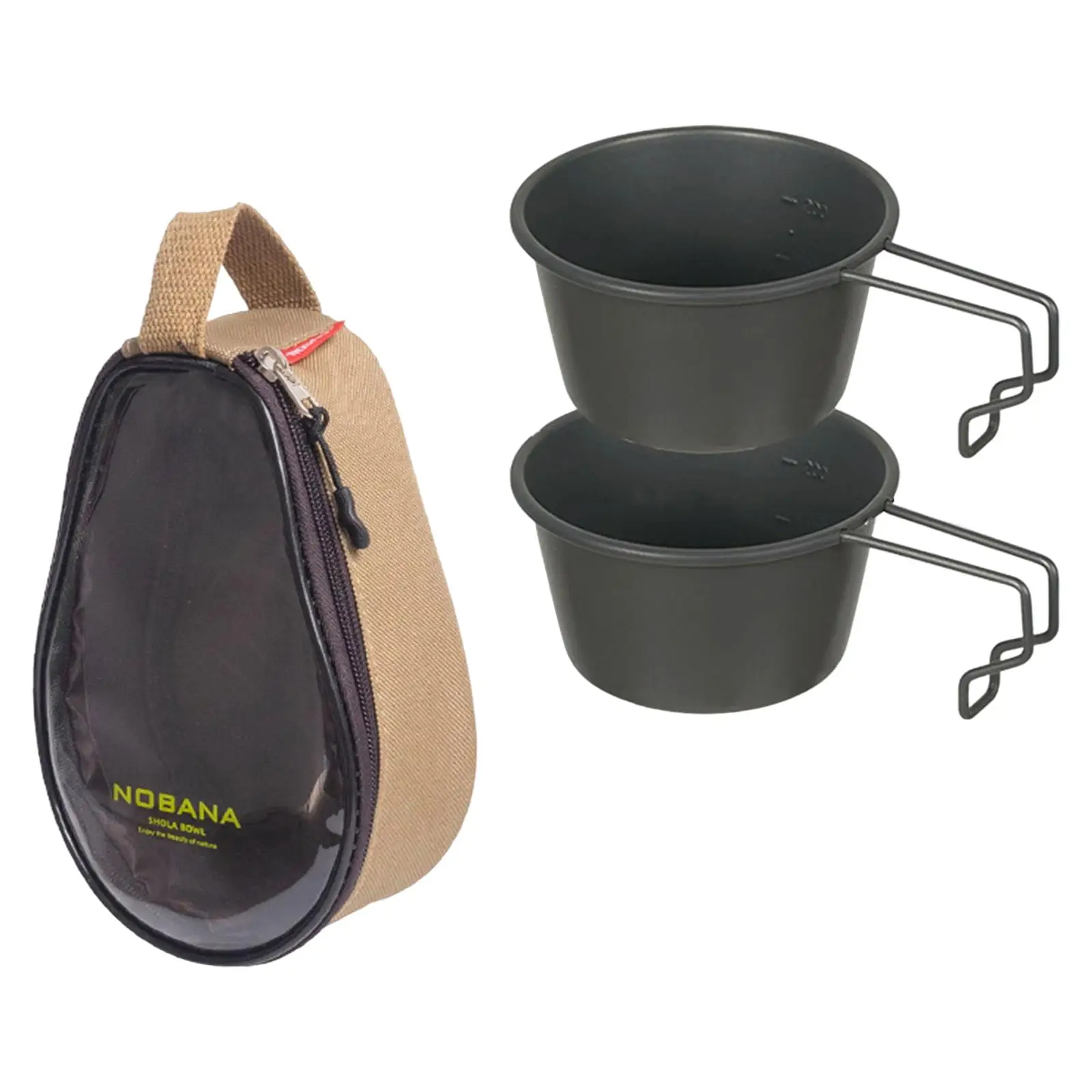3 PCS stainless steel mugs with storage bag, portable picnic tableware in the