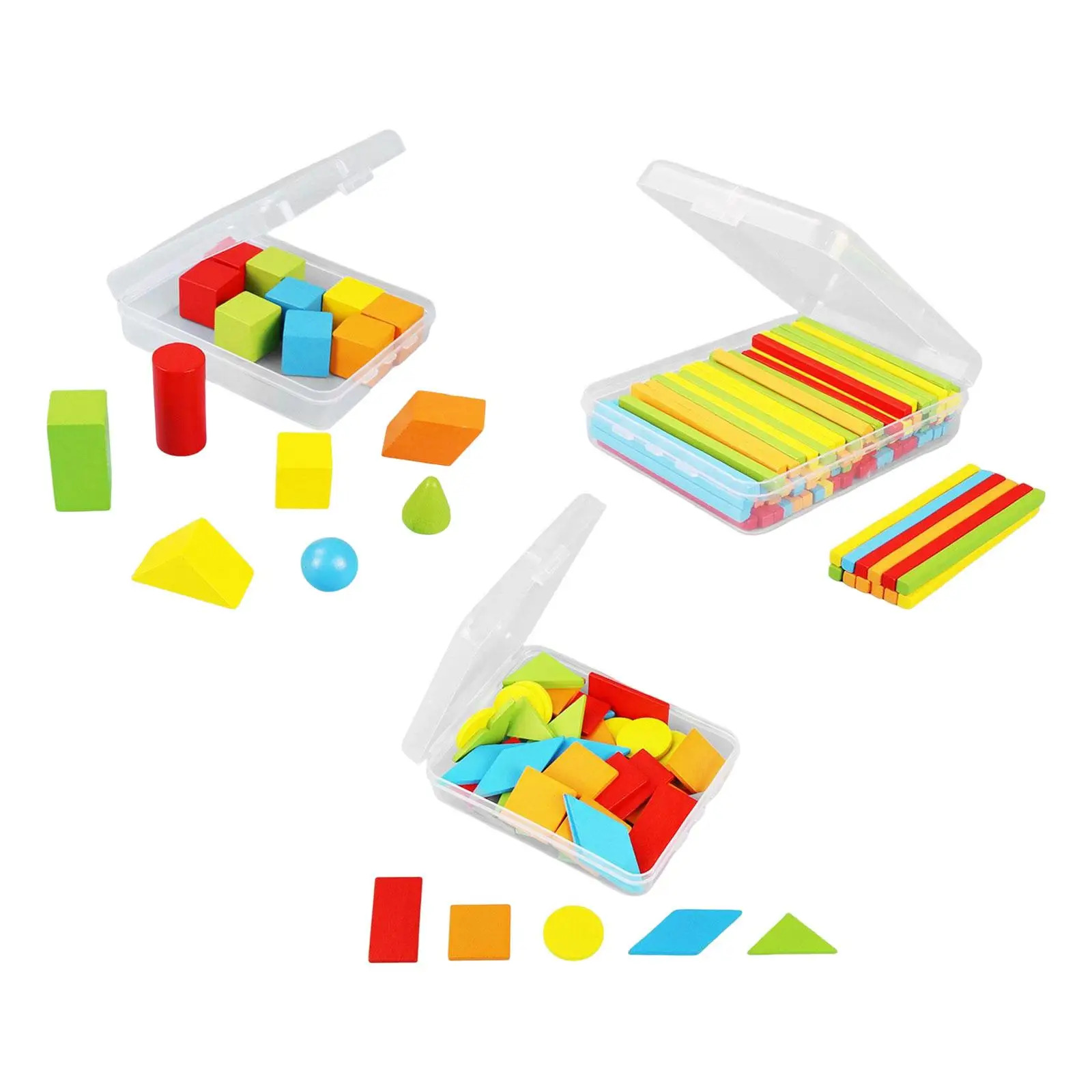 Wood Geometric Shapes Blocks Set Teaching Aids Montessori Educational 3D Shapes Geometric Solids for Activity Early Education