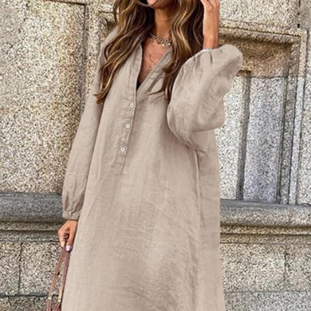 Women Cotton Linen Dress Image 5