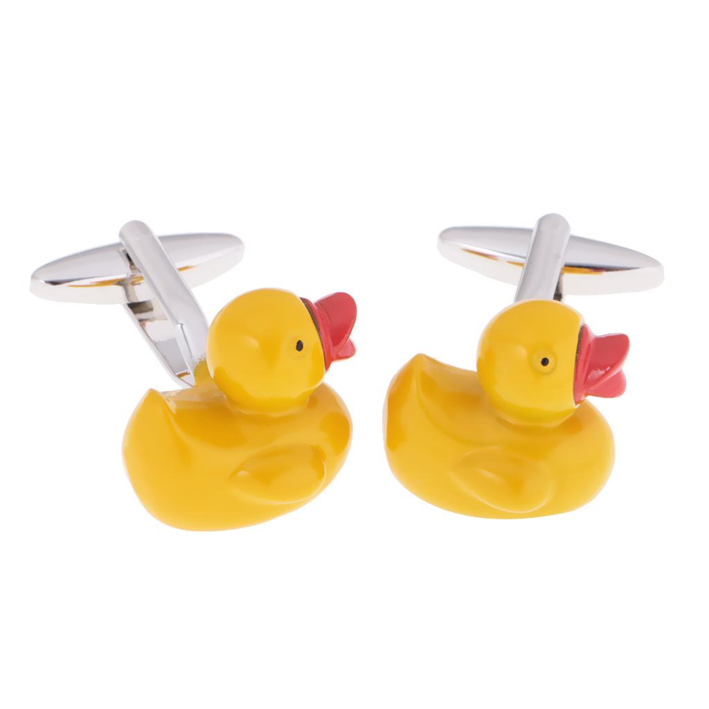 Cute Yellow Duck Cufflinks Animal Cuff Buttons Kids Jewelry Shirt Ornaments