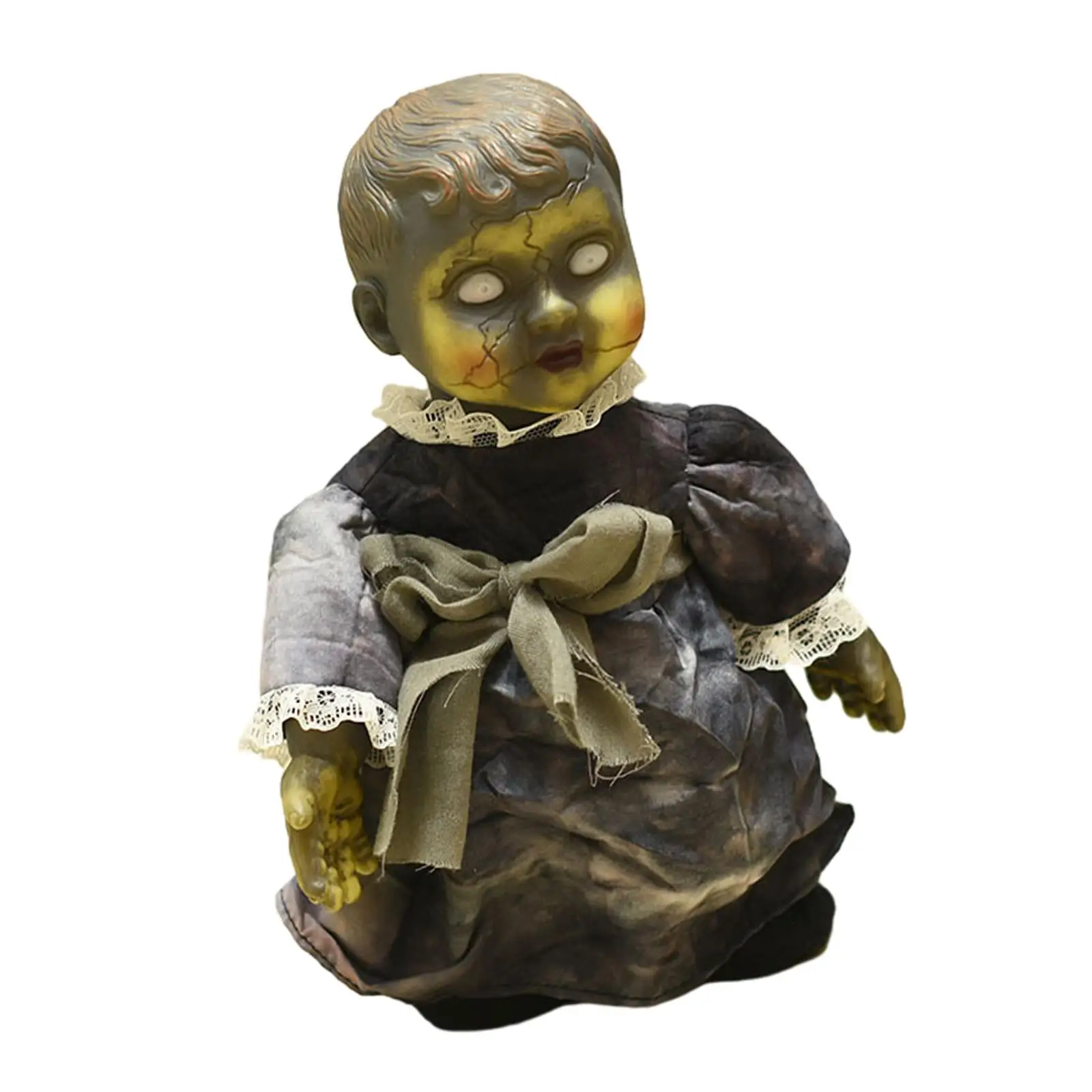 Halloween Baby Doll Terror Decoration Toy Sound and Touch Activated Haunted Doll for Indoor Outdoor Haunted House Halloween Bar