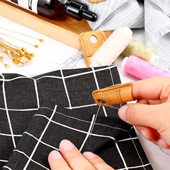Soft Leather Coin Thimble Finger Protectors for Sewing 8