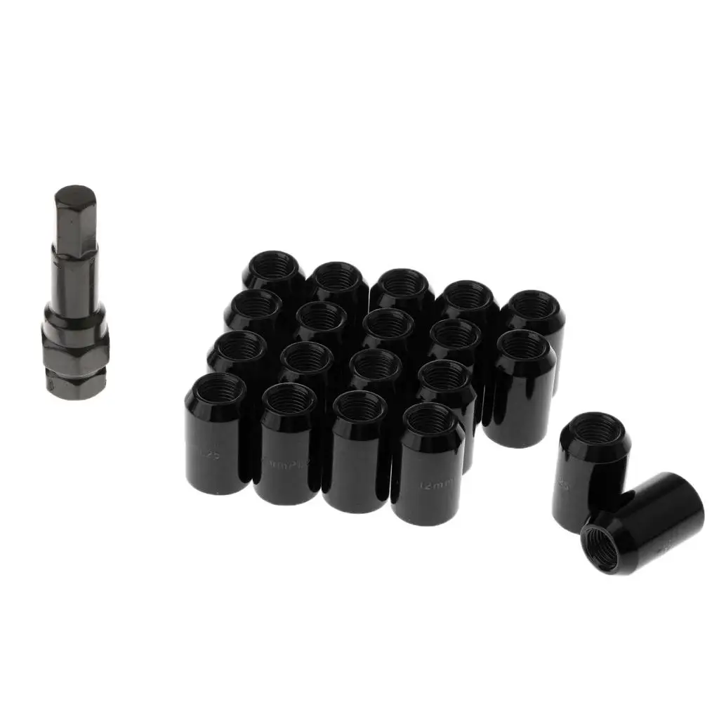 20 PIECES M12X1.25MM THREAD RACING WHEEL LUG NUTS WITH REMOVAL TOOL