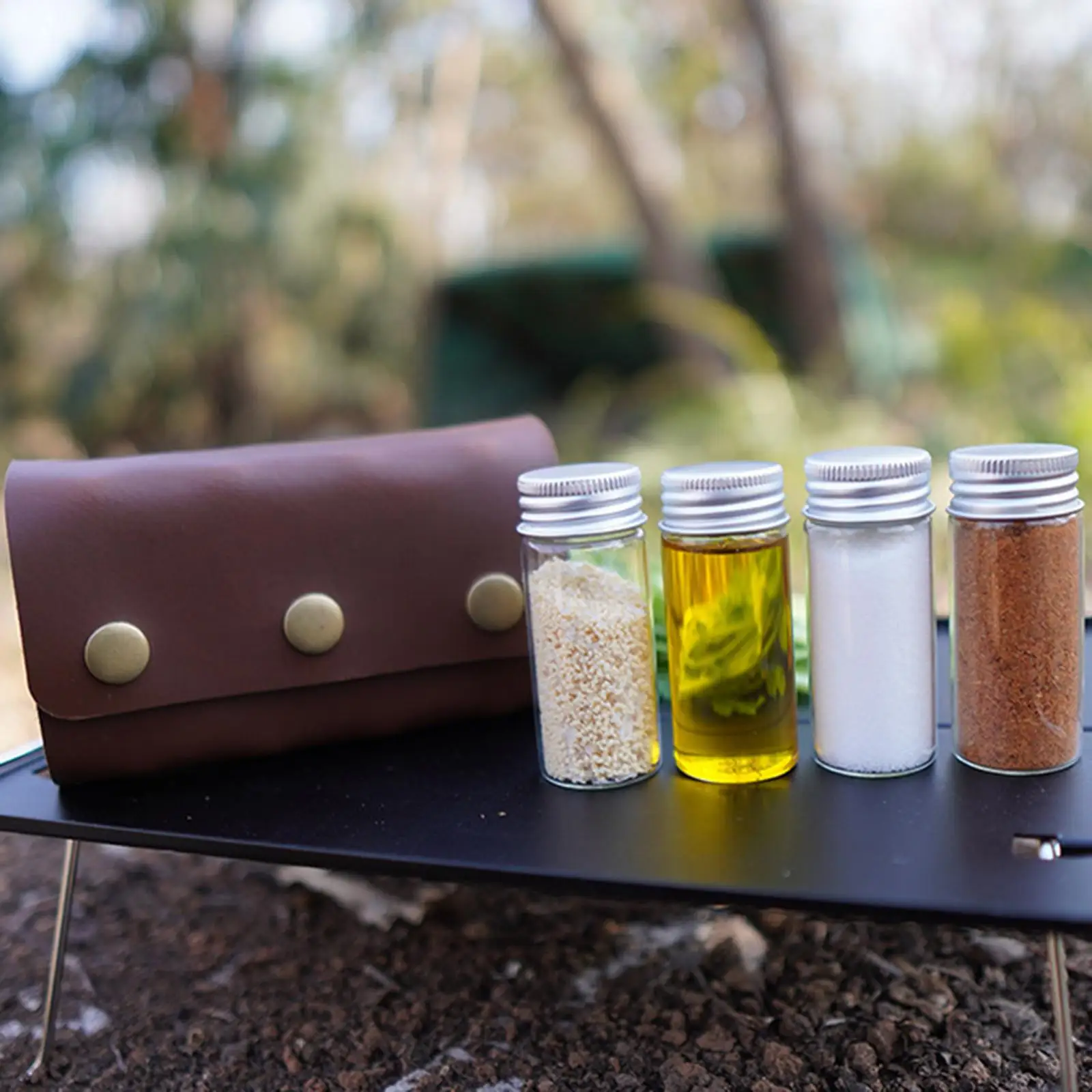 1 Set Portable Mini Condiment Bottle Kit Outdoor Camping Barbecue Spice Jar Seasoning Storage Box For Travel Picnic BBQ