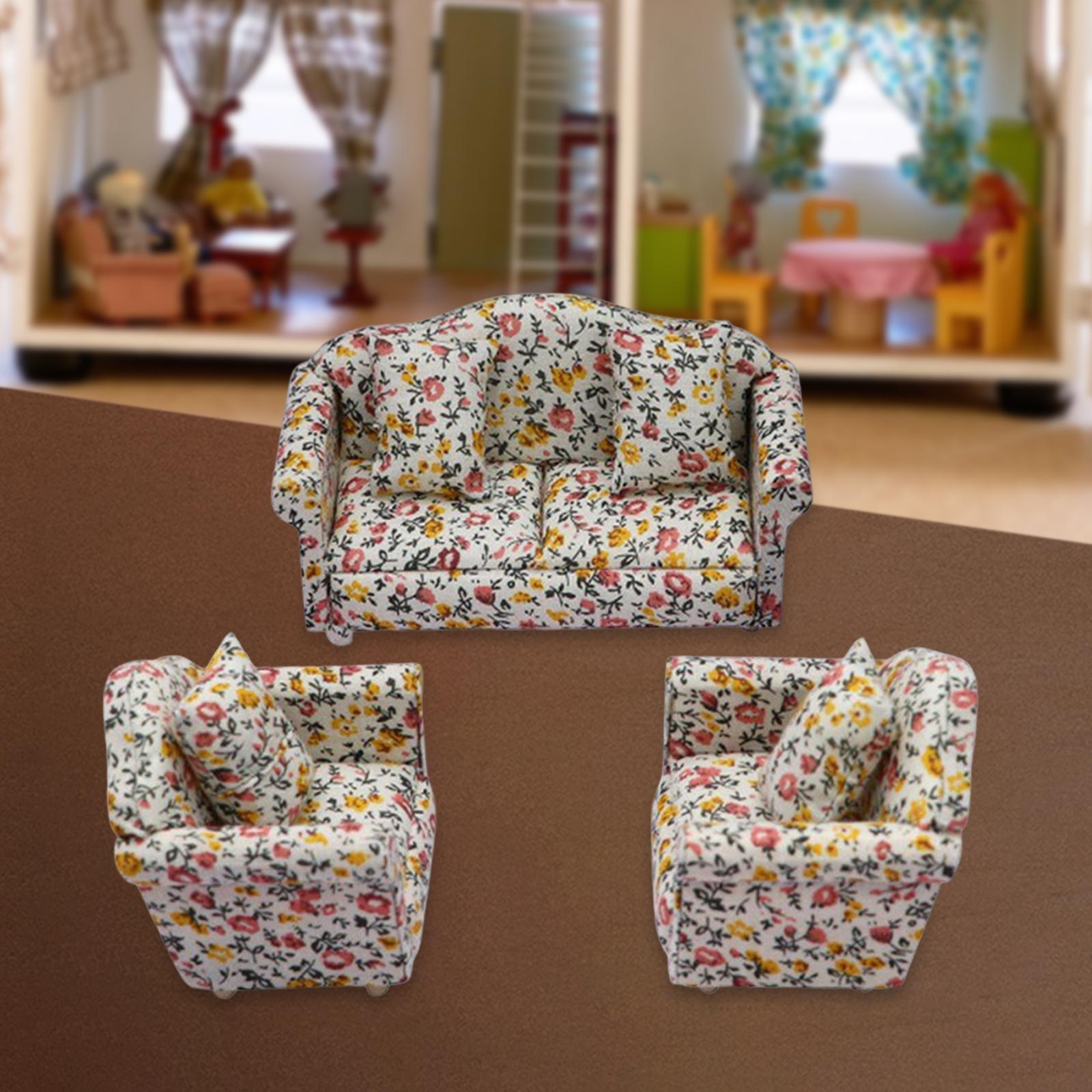 Miniature Dollhouse Couch Accessories Dollhouse Fine Workmanship 1:12 Sofa Model for Landscape Living Room Home Decor