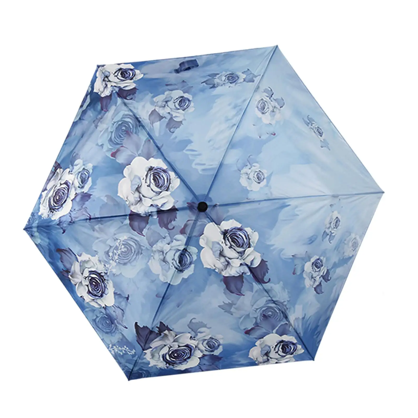 6 Ribs Rain Umbrella for Women Portable Manual Water Resistant Travel Umbrella for Rain for Trip Beach Walking Backpacking Patio