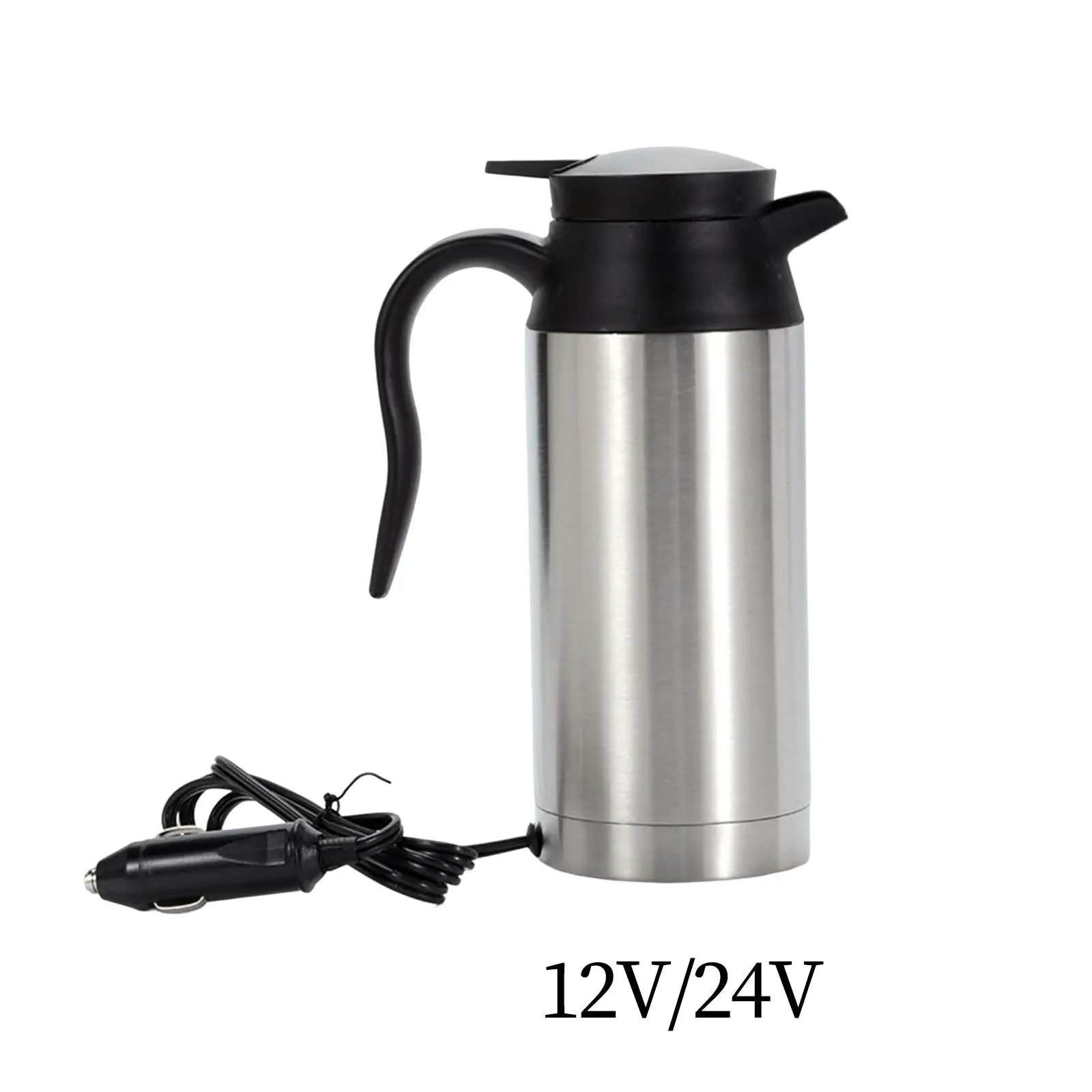 750ml Stainless Steel Automotive Car Heating Kettle Water Bottle Durable for Hot Water, Coffee, Tea, Beverage Coffee Mug Pot