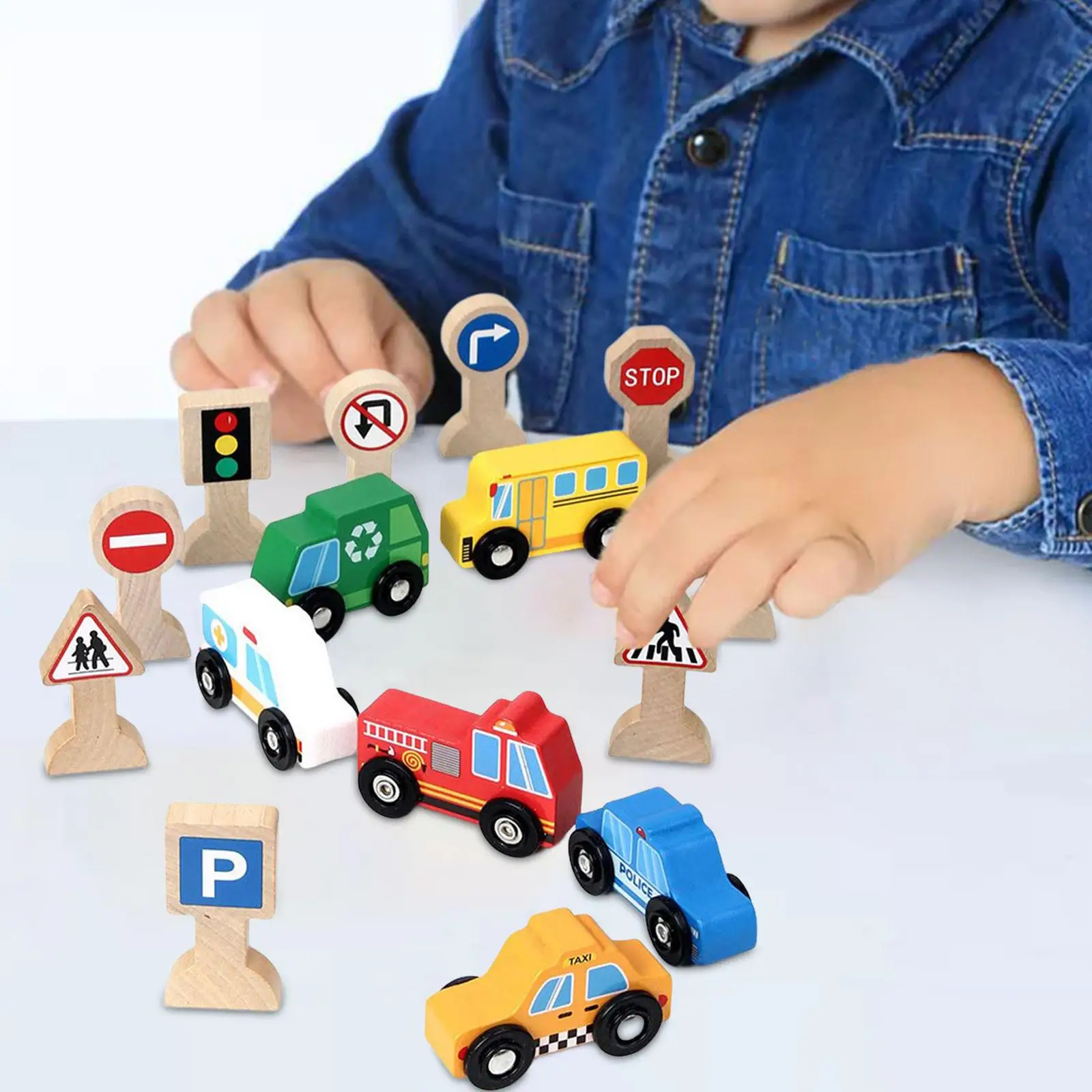 Small Wooden Vehicles Toys Wooden Cars Toys for Toddlers Boys Birthday Gifts