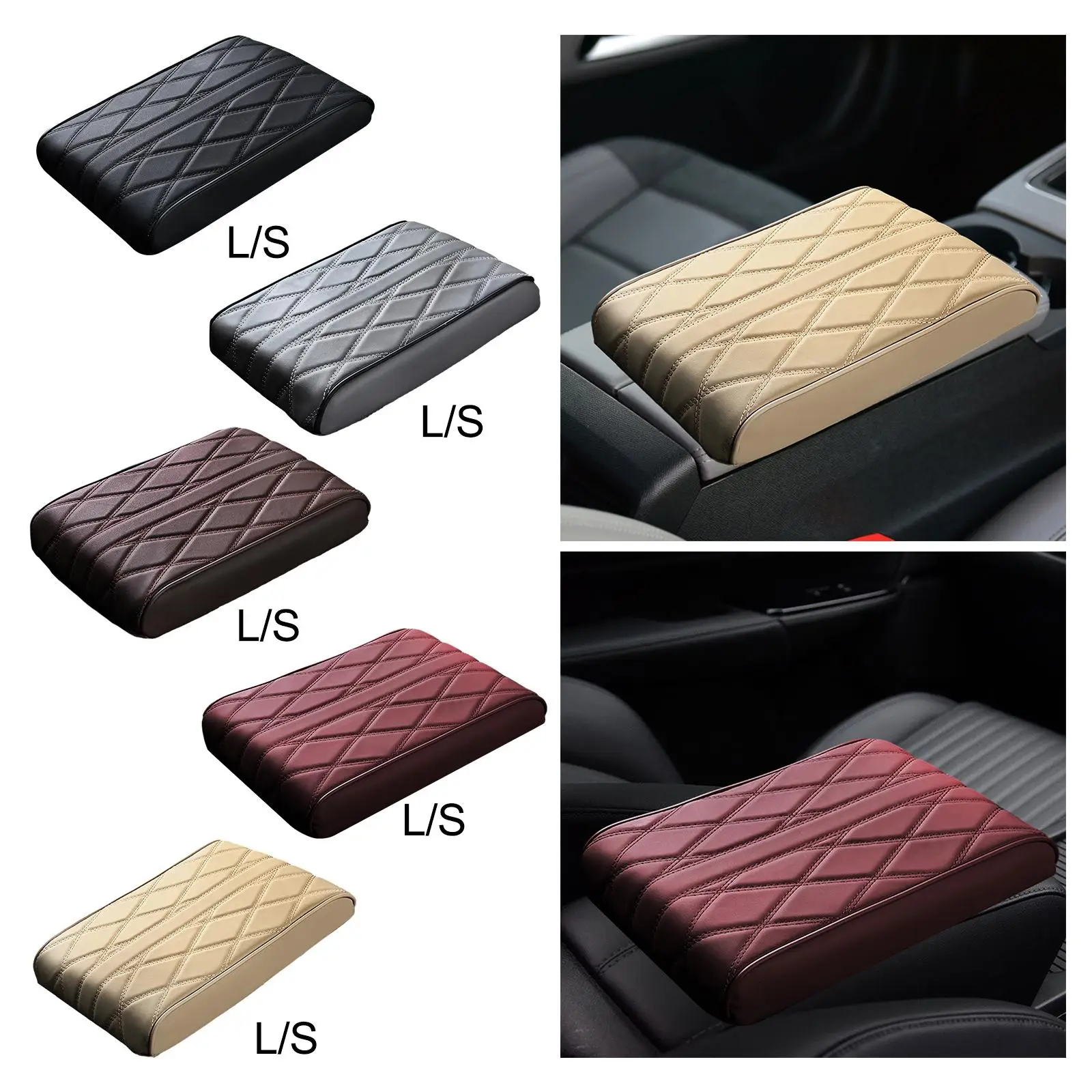 Car Armrest Cushion Pads Armrest Mat Box Cover PU leather Breathable Center Console Cover for Car Trucks Suvs car armrest cover