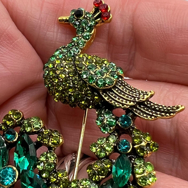 Perfect Peacock Pin Asian Art retailer Deco Enamel Brooch