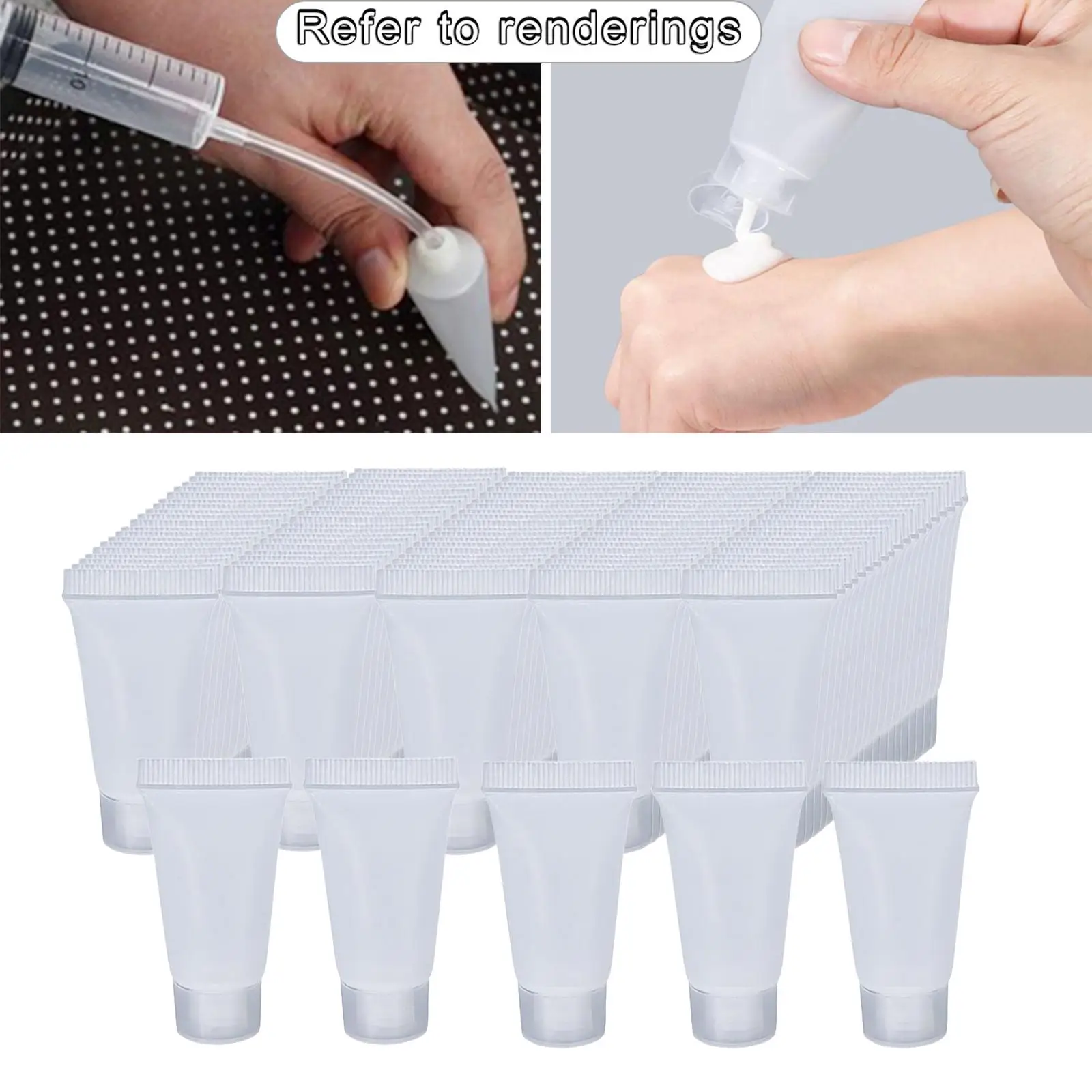 100Pcs Empty Soft Tubes Bottle 5ml with Caps Refillable Portable Plastic .Container .  .Shampoo  Bottle .Hand Lotion Travel