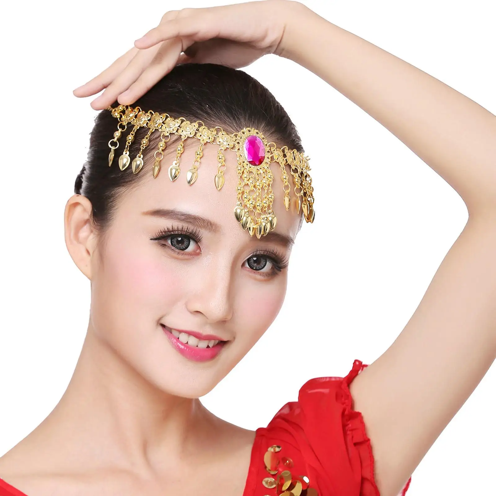 Fashion Belly Dance Headband Tassels Costume Head Wear Necklace for Women