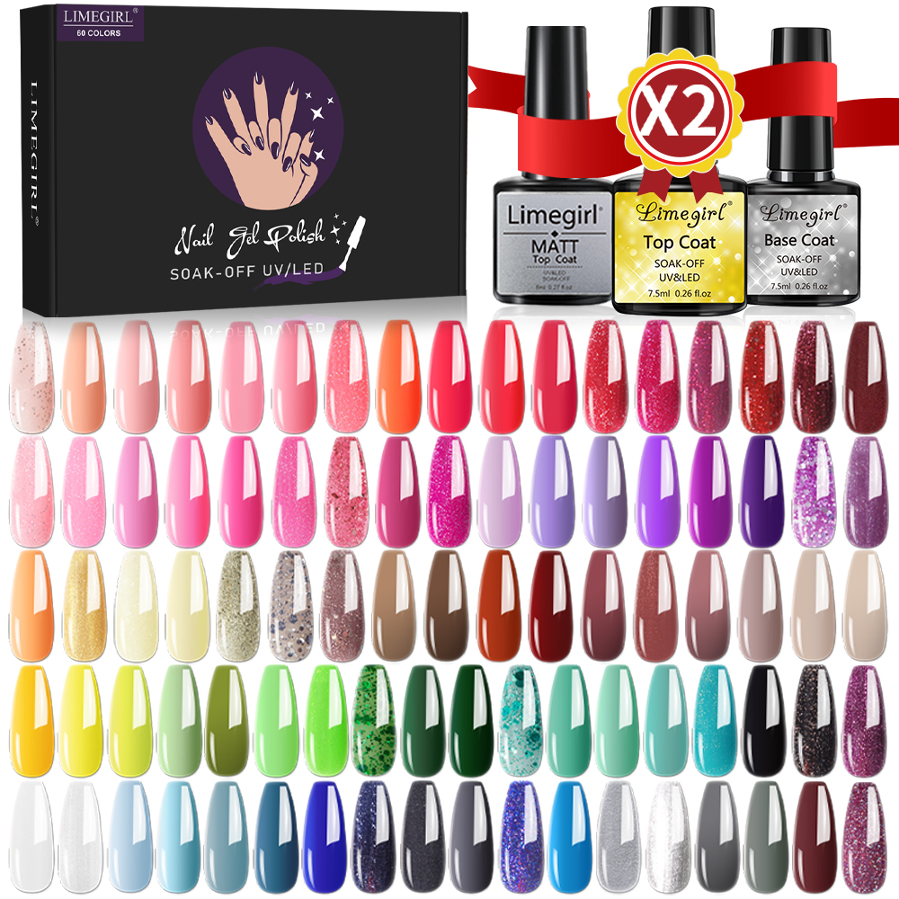 Best of Limegirl Gel Nail Polish Set 60 / 40 / 24 Colors Semi Permanent UV Led Gel Varnish Soak Off Nail Lacquers Base Top Coat Reviews & Tips