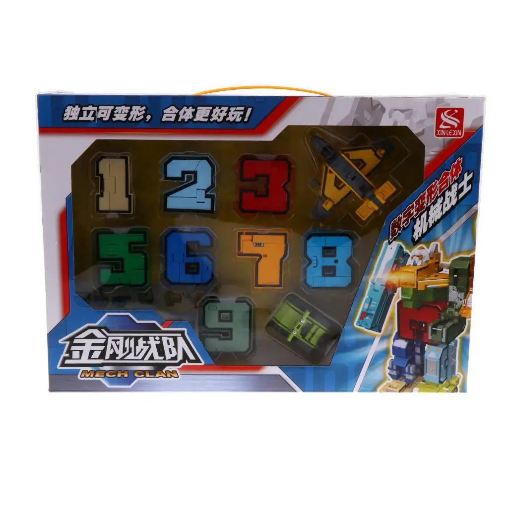 ABS Cool Numbers Transforming Robot Toy, Includes for Kids Play Display