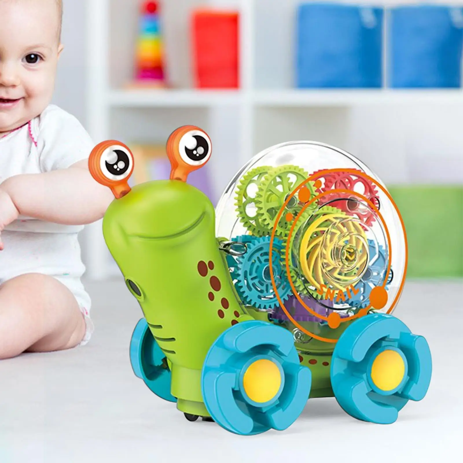 Electric Projection Snail Toy Car Transparent Gear Gift Light Music Toy Car Kids