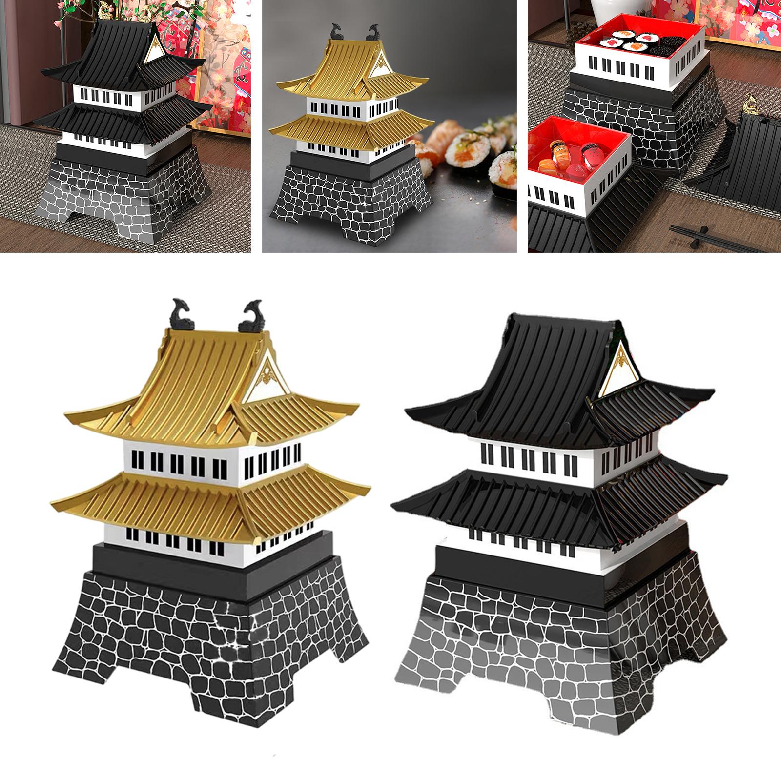 Creative Japanese Castle Style Bento Plate 3-Drawer Snack Dish Platter Steamed Dishes Castle Style Bento Dish Plate for Kitchen