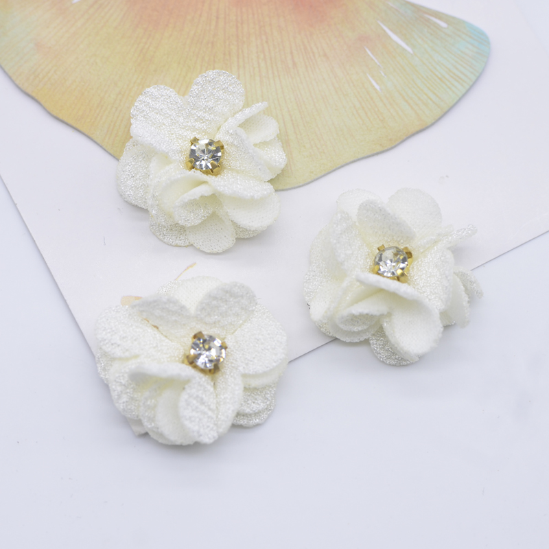 10 Stück 25 mm Mesh-Gardenia-Blumen-Applikationen für DIY-Kopfbedeckungen, Haarspangen, Dekoration, Zubehör, Kleidung, Hut, Schuhe, Basteln, Nähflicken – Detail 4
