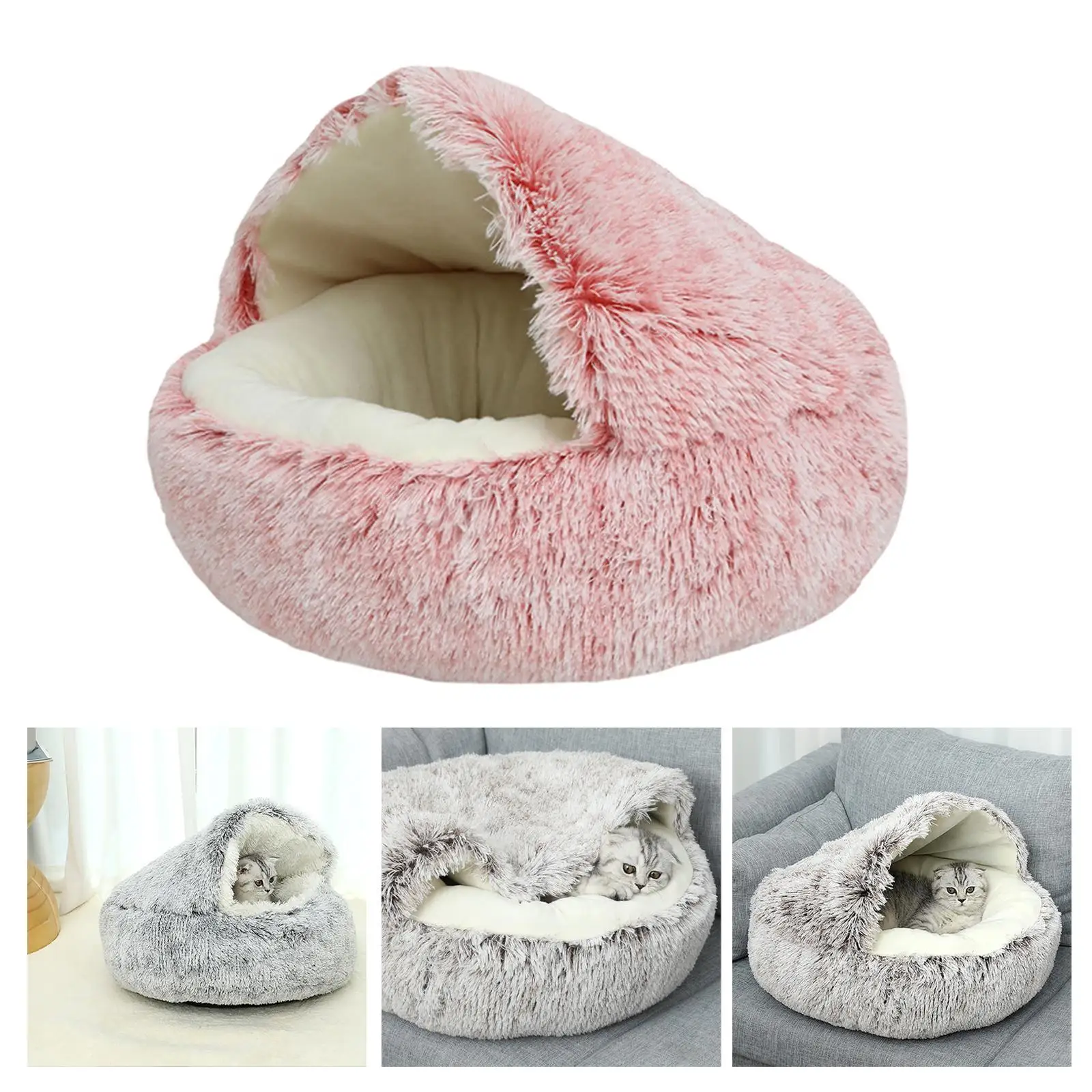 Semi Enclosed Cat Bed Comfortable Lounger Cushion Cat House Tent for Puppy