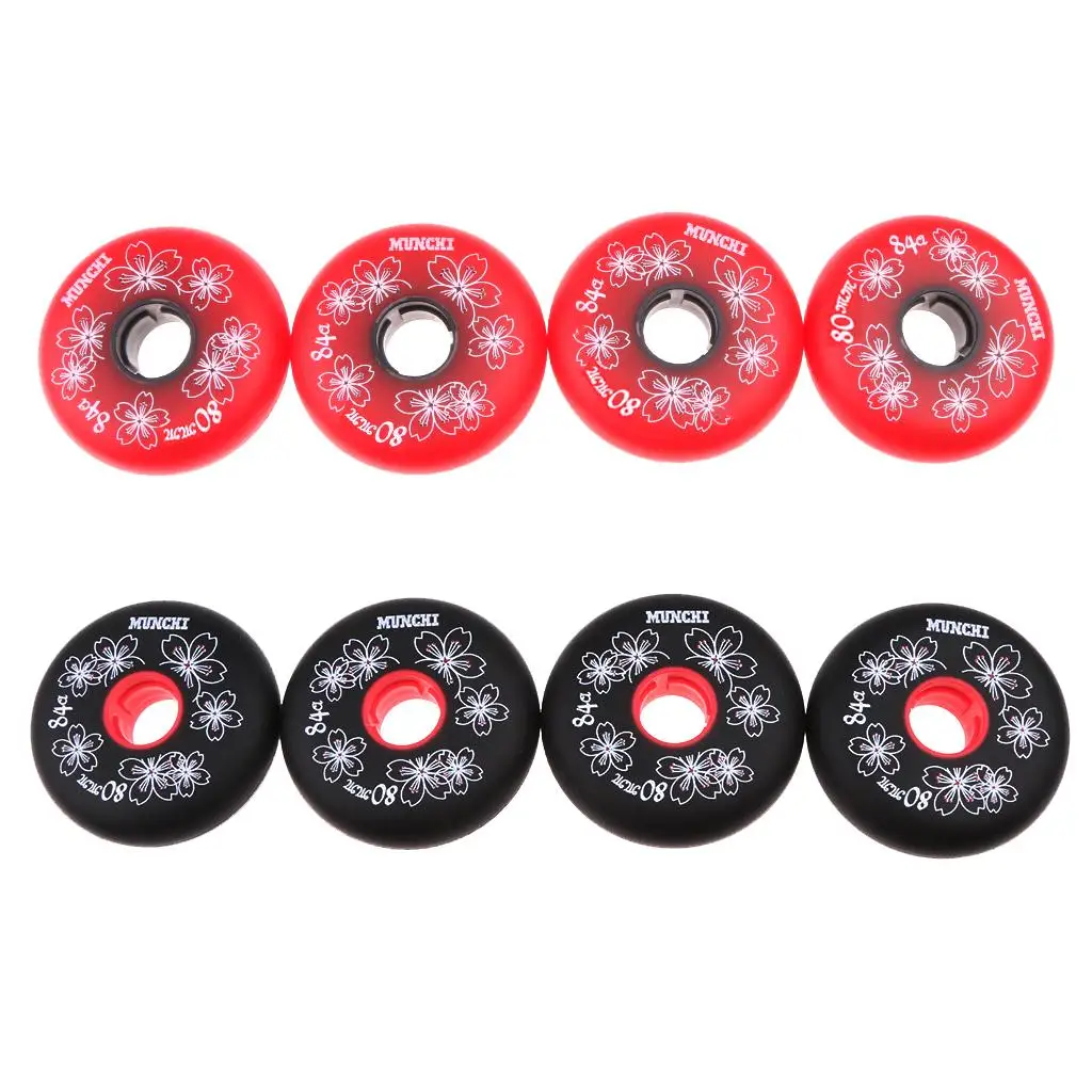 Durable 4 Pcs Inline Roller Hockey Fitness Skate Replacement Wheel 84A 72/7680mm for Kids Ice Hockey Skating Board Accessories