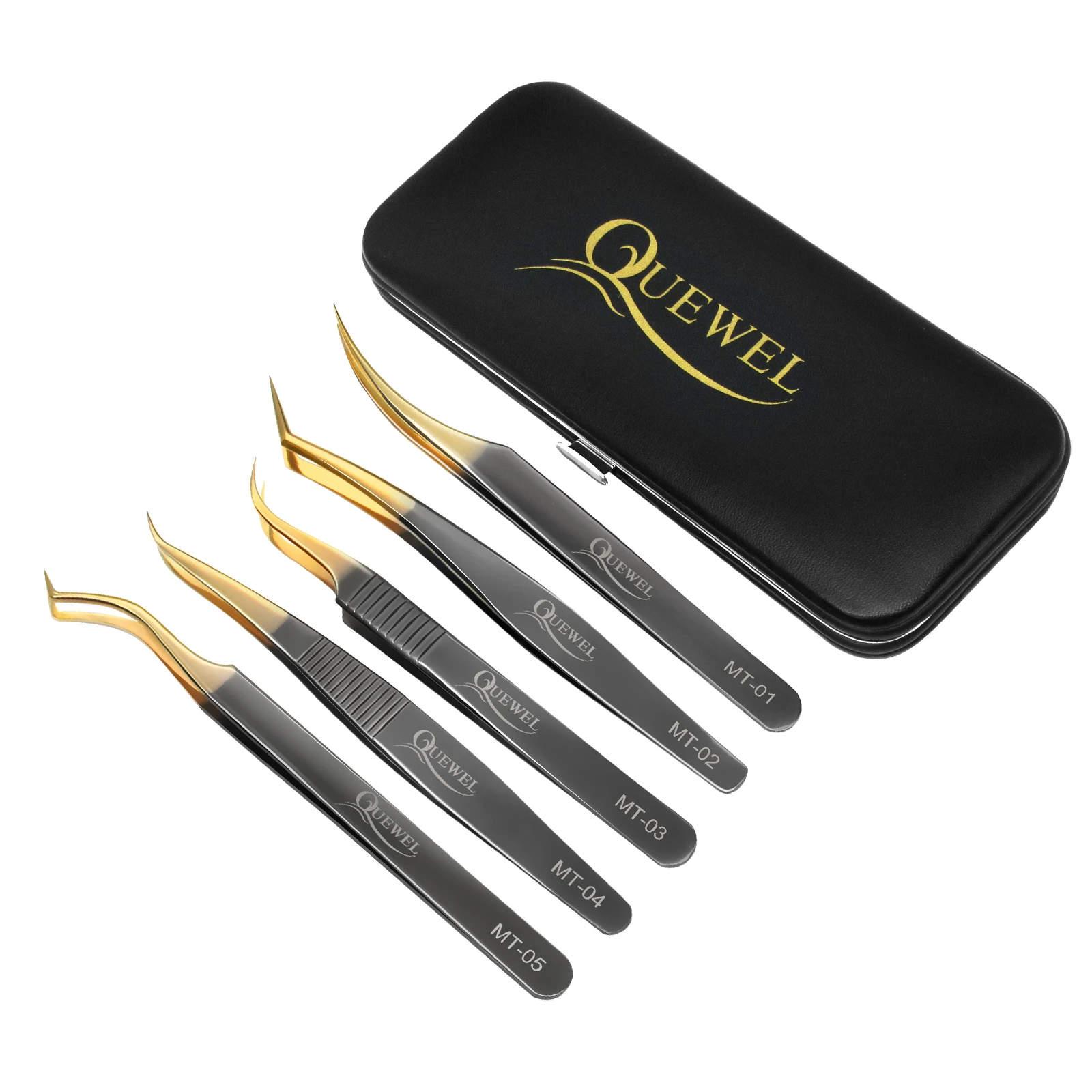 quewel cílios pinças de aço inoxidável alta qualidade precisão pinças falso cílios maquiagem ferramentas