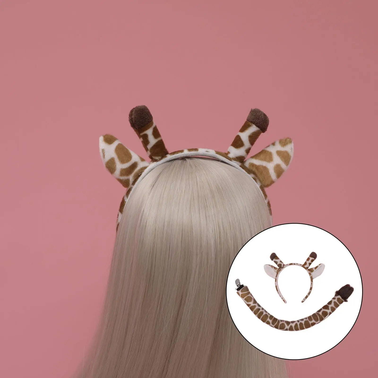Cute Giraffe Tail Ears Set Headband Hand-Made for Dress Up Decoration