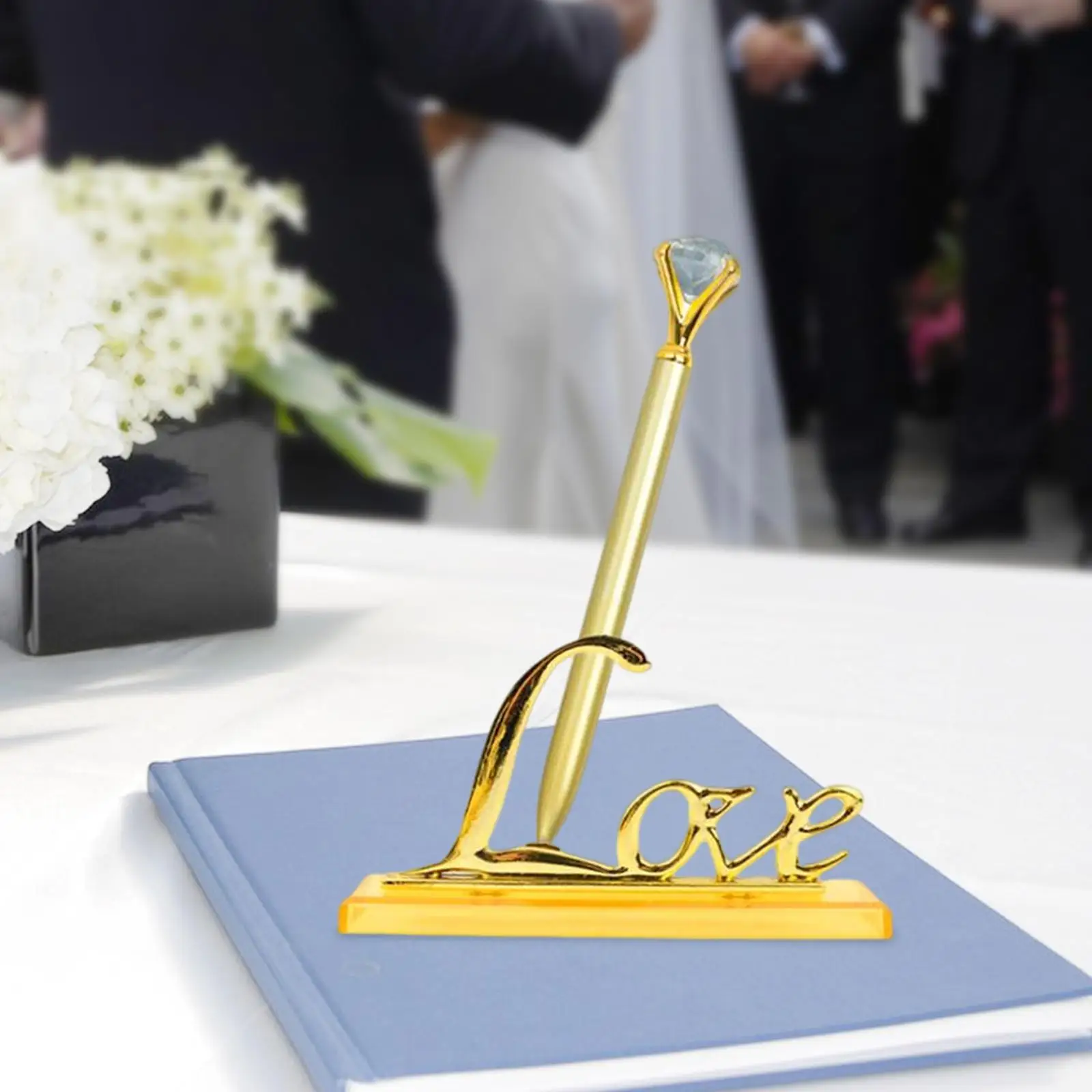 Wedding Registry Pen Love Stand Base Holder Elegant Autograph pen Events Banquet Business Ceremony Tabletop Decoration