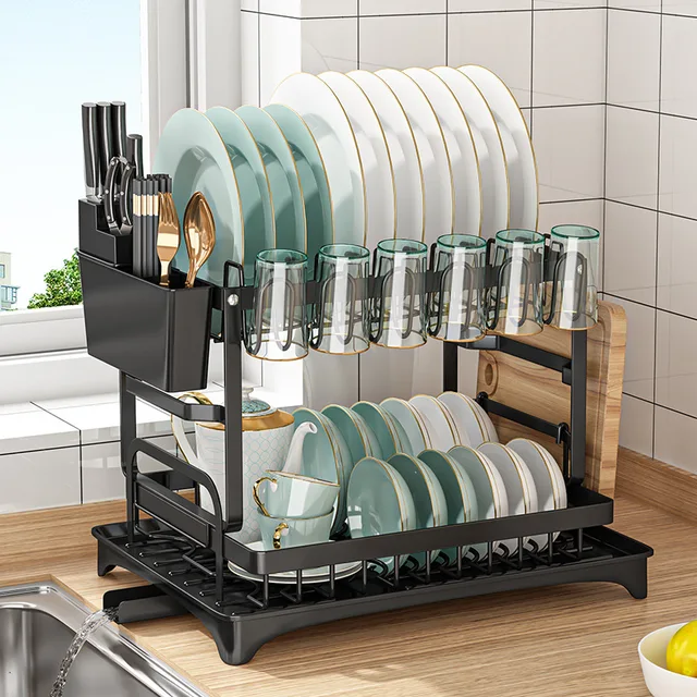 Wahopy Extra Large Dish Drying Rack - 2 Tier Dish Drying Rack with  Drainboard for Kitchen Counter, Stainless Steel Dish Drying R - AliExpress