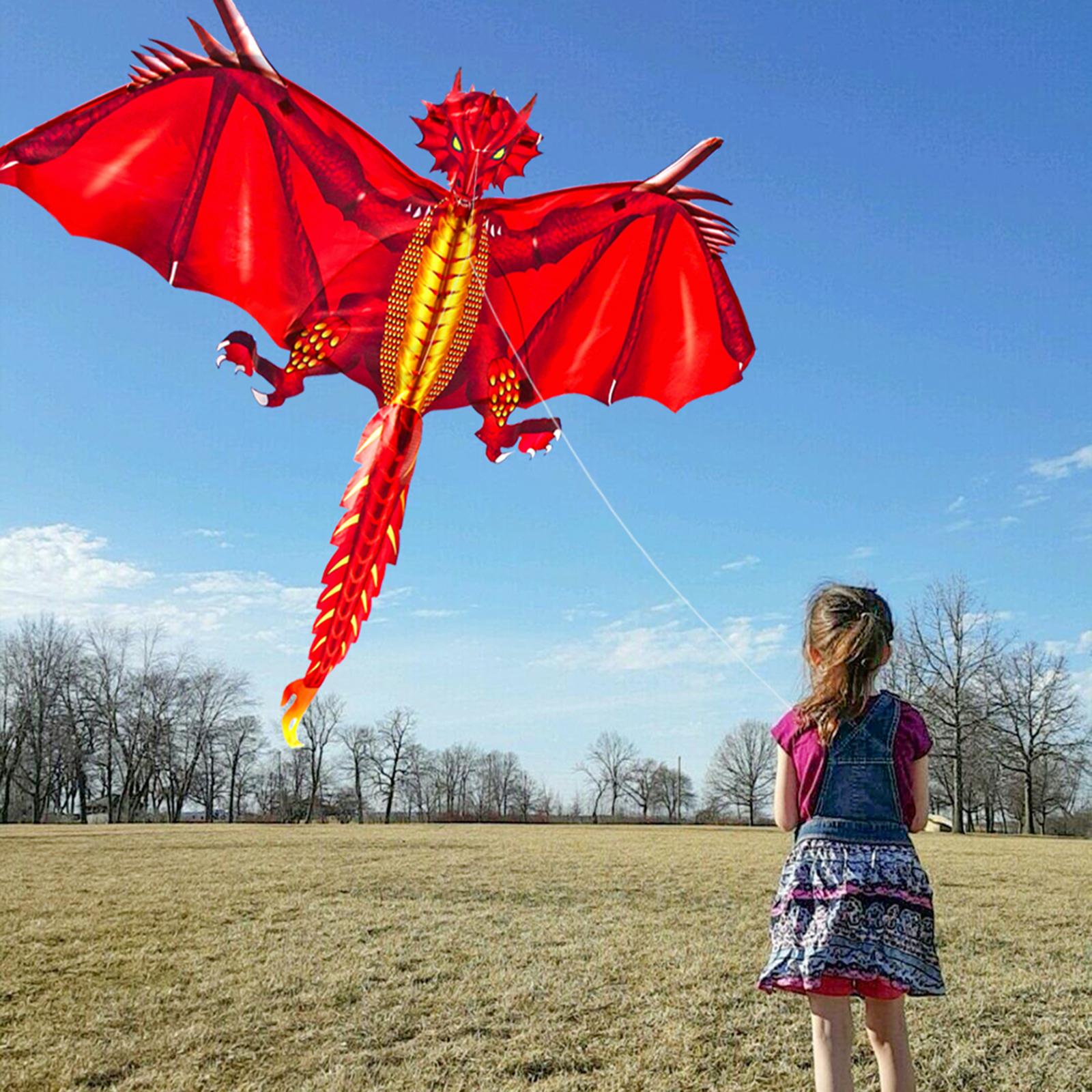 Ice Fiery Dragon Spring Kite Set Colorful Easy to Fly Huge Precious Memory Cloth Flyer Toys for Park Beach Outdoor Summer Family