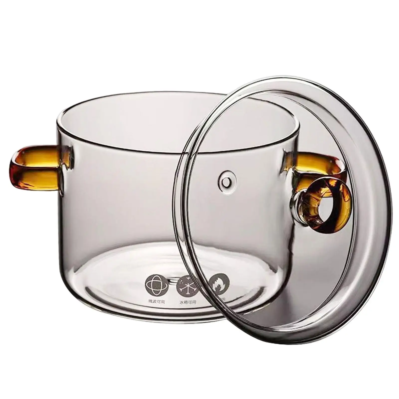 Glass Saucepan Transparent with Lid Stockpots Microwave Heating Soup Pot Simmer Pot for Noodles Kitchen Cooking Milk Soup