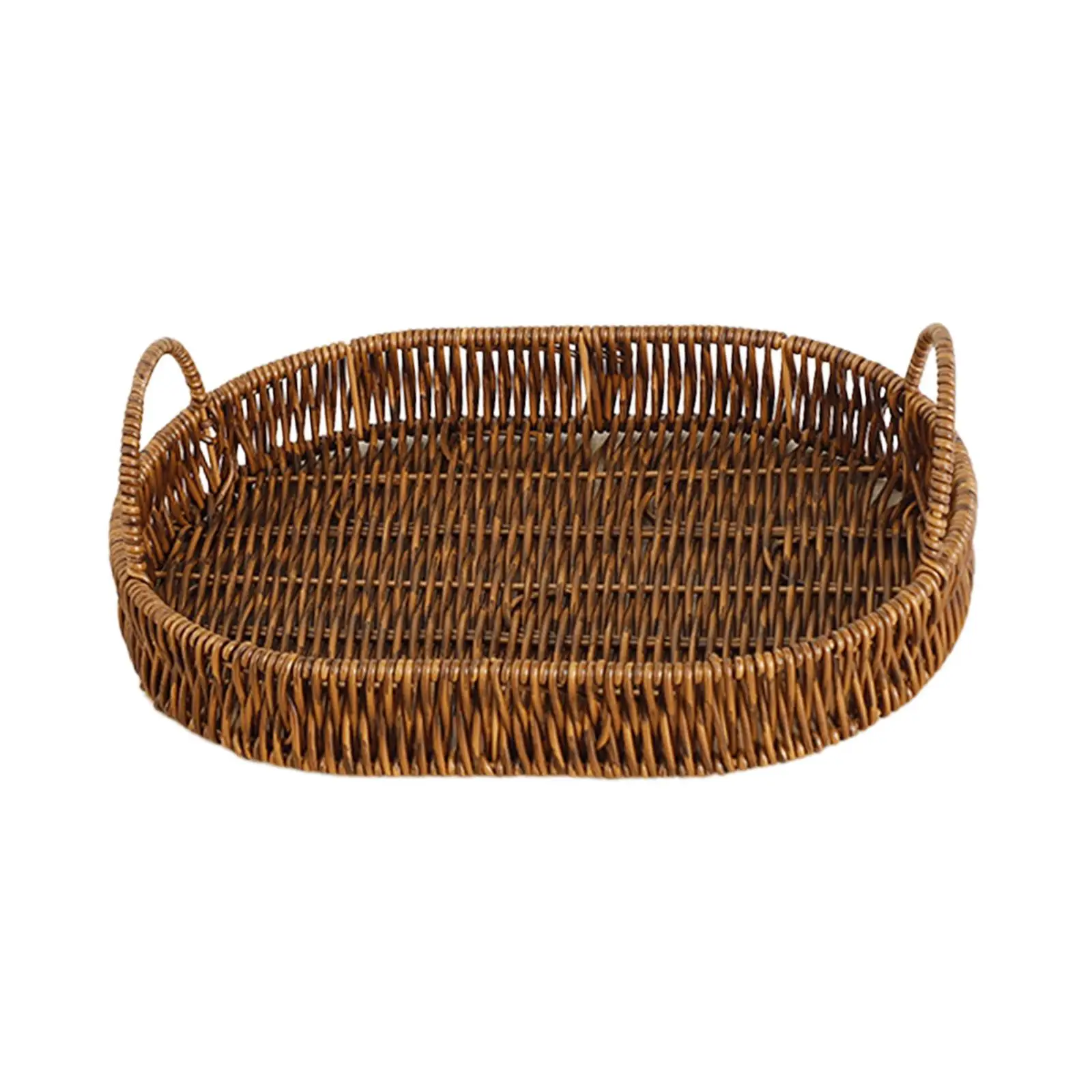 Wicker Woven Bread Basket Kitchen Organizer Wicker Oval Fruit Bowl for Hotel