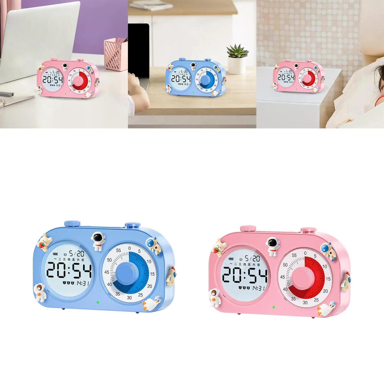Clock Visual Timer Desk Clock Silent Study and Adults for Sports