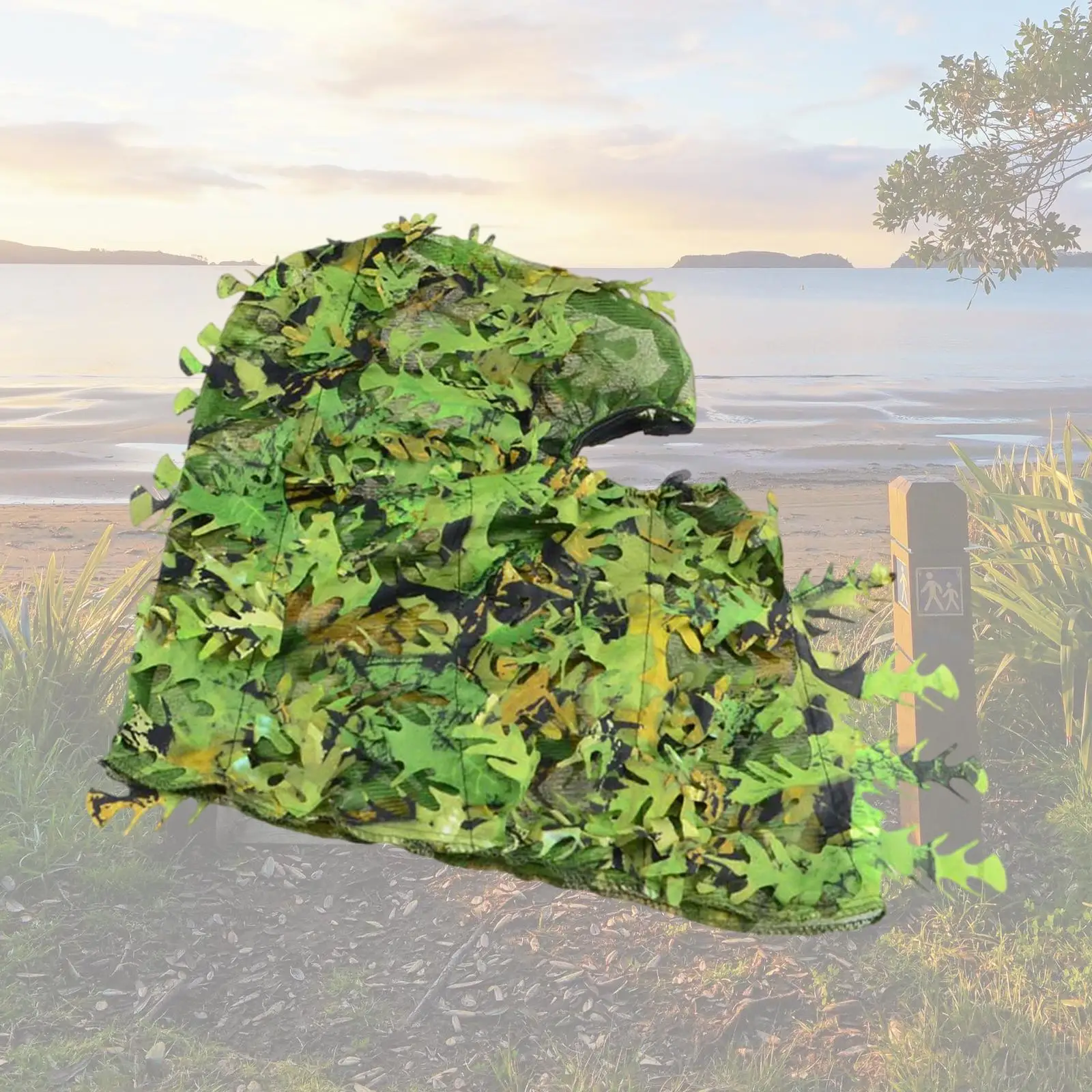 3D Leafy Mask Ghillie Hood Camo Breathable Headwear for Hunting Wildlife Photography Accessories Unisex