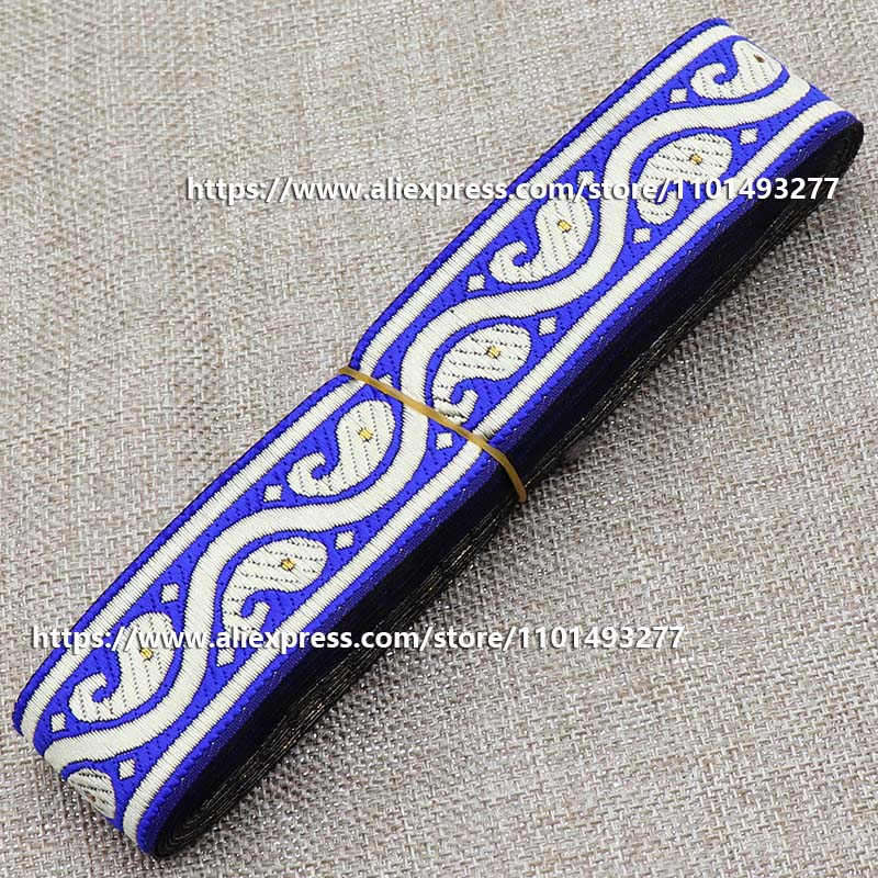 Description Picture 3 of item7 Yards 3.3cm Jacquard Ribbon Geometric Pattern Ethnic Lace Trim Embroidered Woven Webbing Tape For Cloth Bags Sewing Fabric