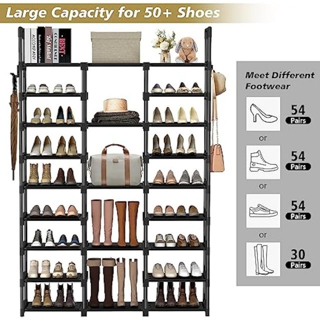 Kayfia 9 Tiers Shoe Rack Shoe Organizer Storage with Non-Woven