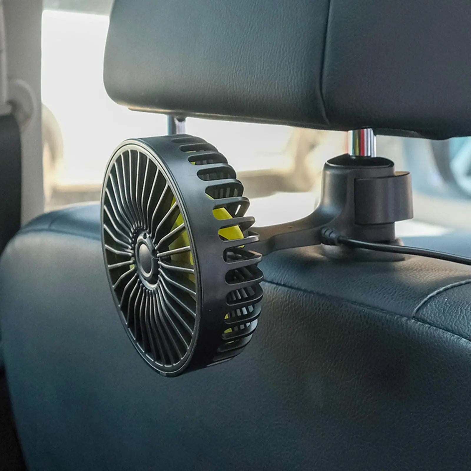 Car Rear Seat Fan Electric Adjustable Head for Travel
