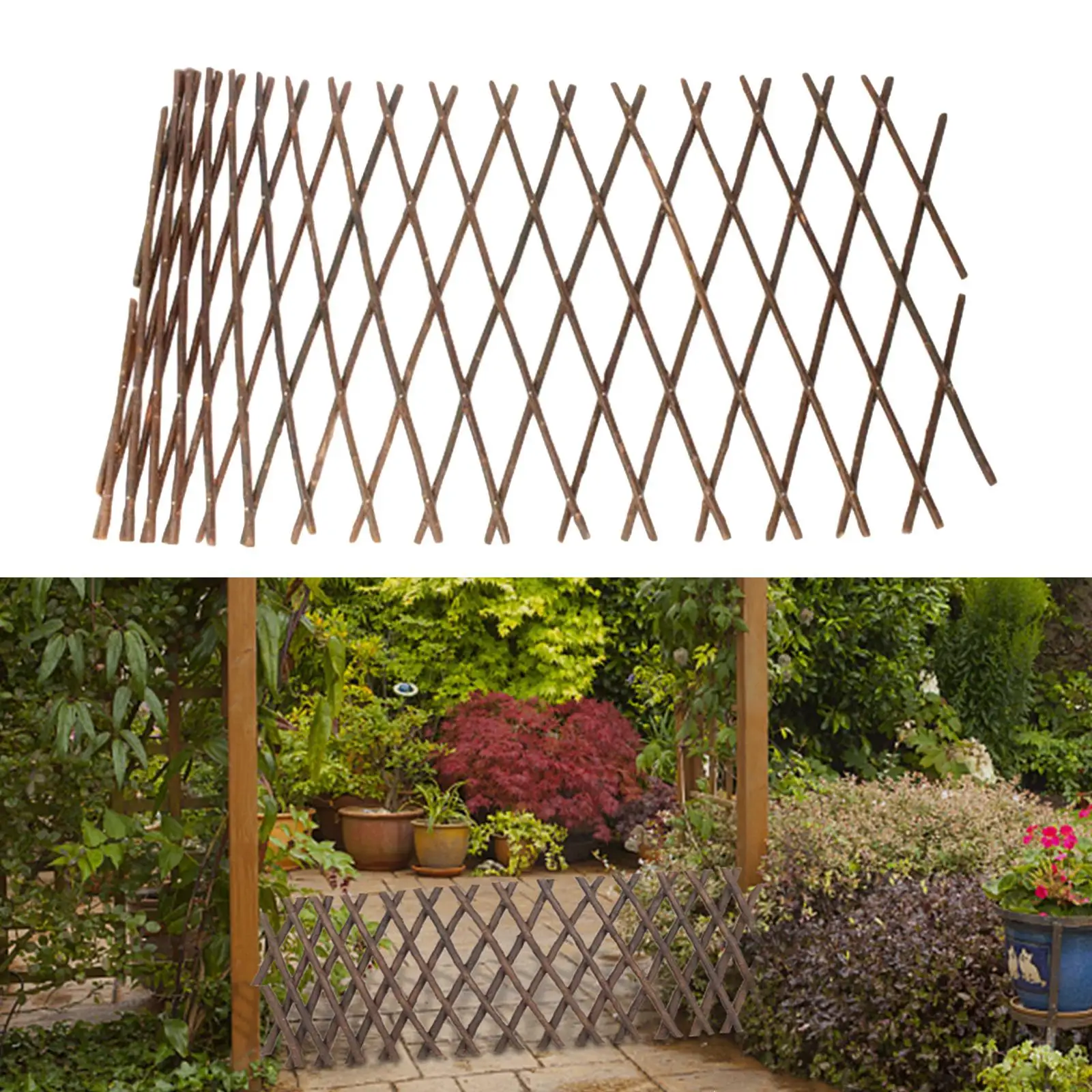 Expandable Wooden Garden Trellis Retractable Plant Lattice Fence Panel