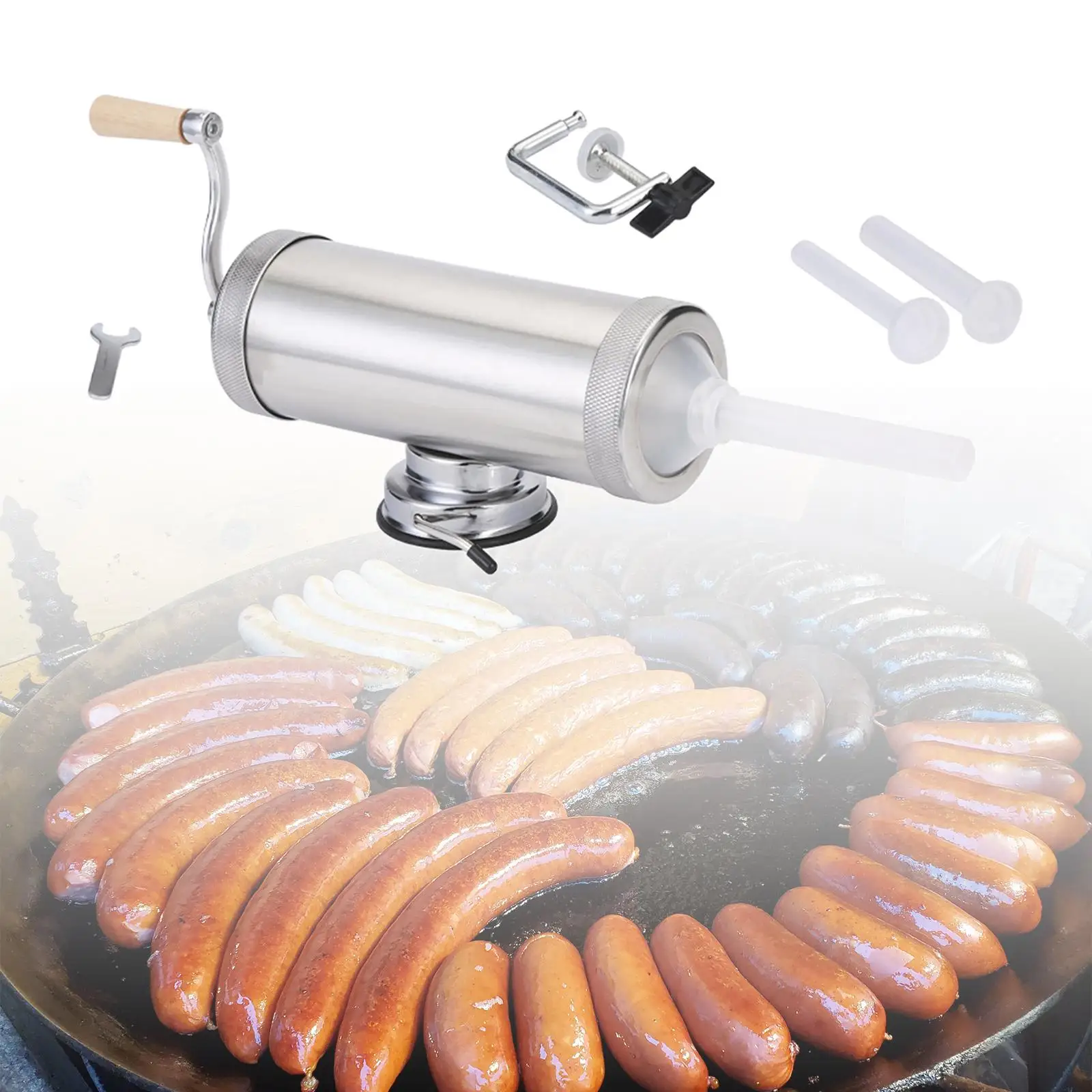 Sausage Stuffer Machine 5lbs Household Kitchen Gadgets Homemade Effective with 3 Attachments Salami Maker Sausage Filling Tools