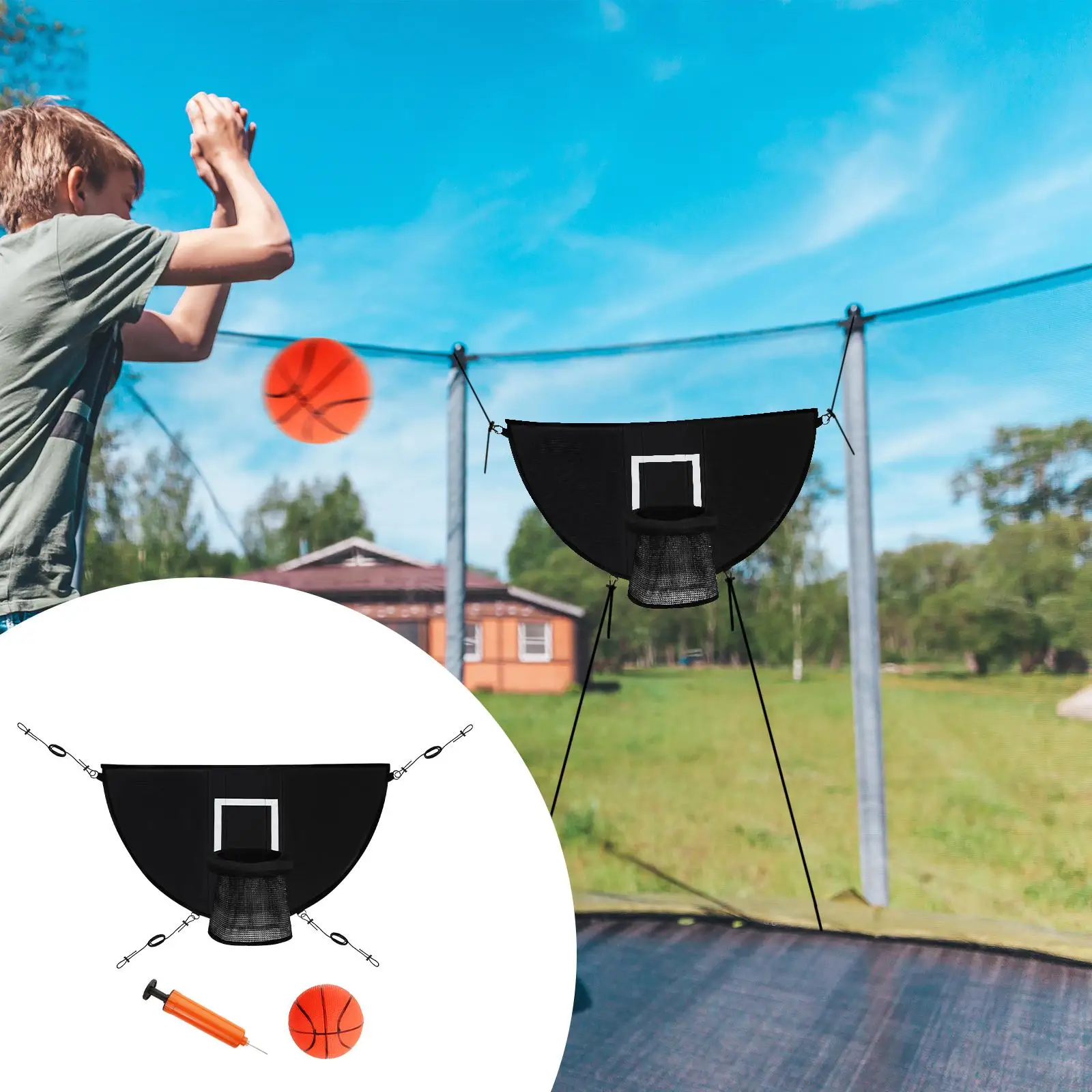Mini Trampoline Basketball Hoop for Kids for Outdoor Easy Installation with Pump and Basketball Kids Trampoline Basketball Goal