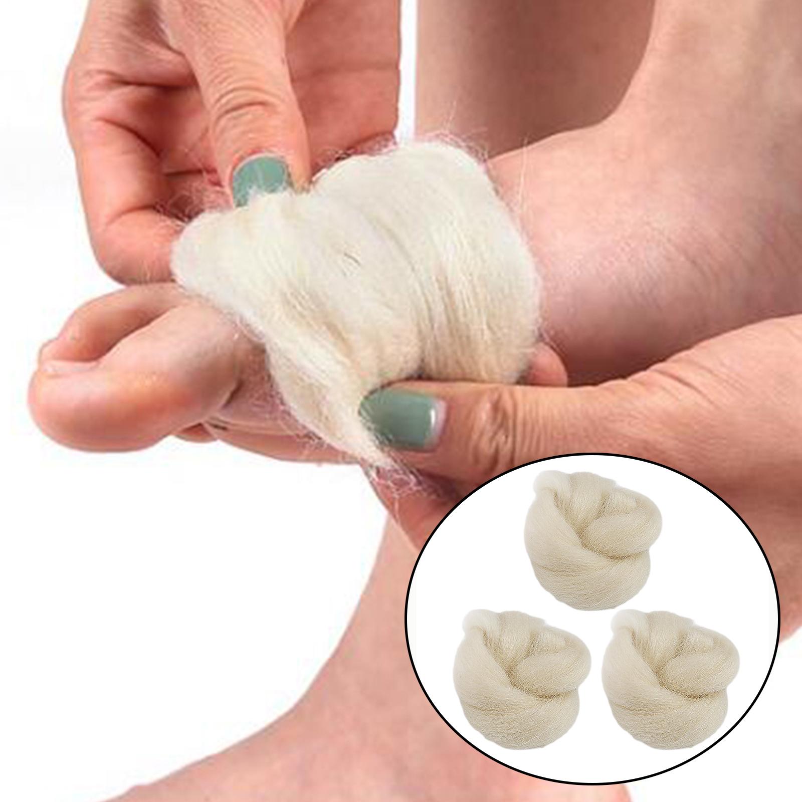 Soft 3 Count Wool Feet Cushioning Toe Separator Absorb Water from Your Skin Reduce Soreness and Fatigue Versatile Washable