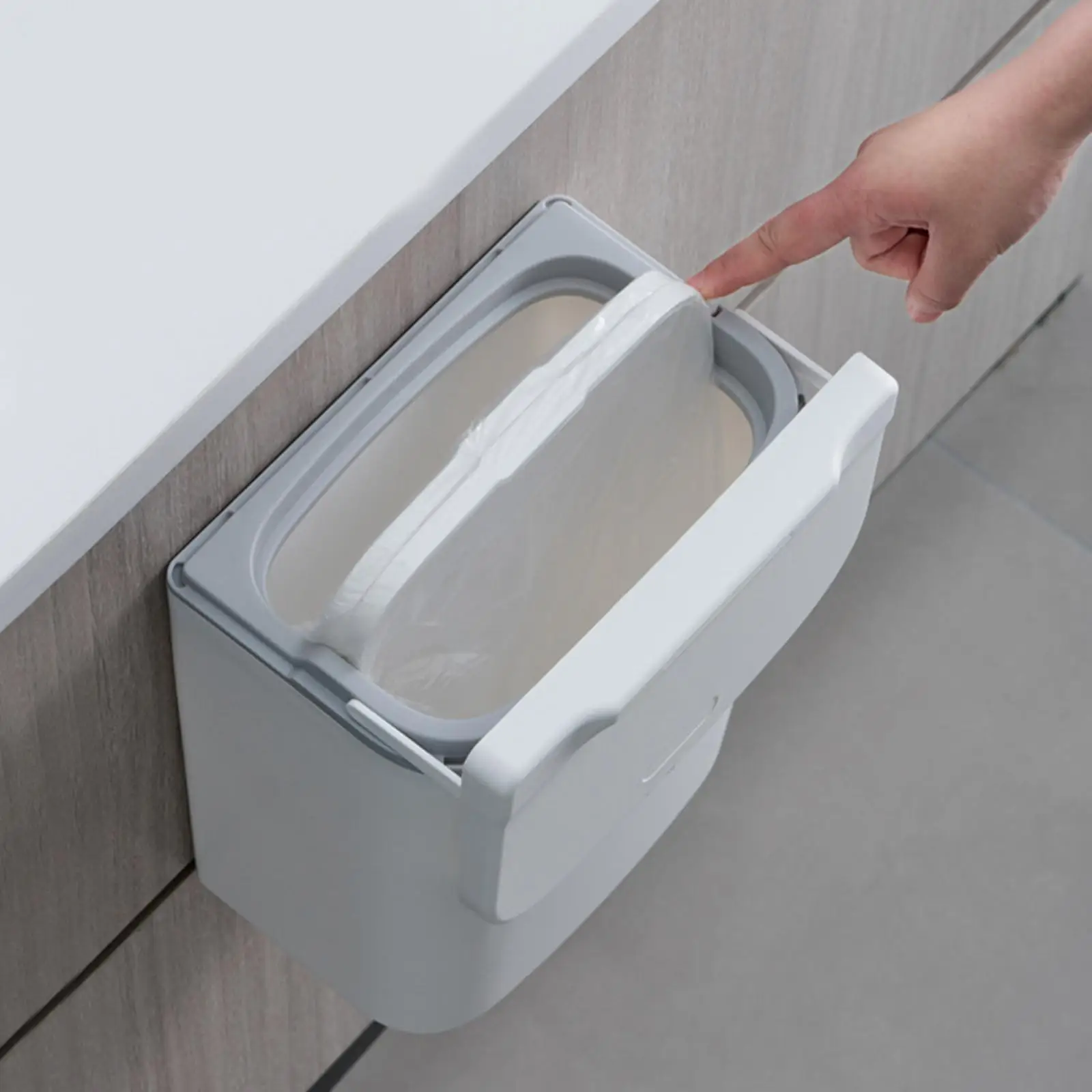 Under Sink Garbage Trash Can Portable Strong Bearing Capacity Durable Kitchen Waste Compost Bin for Cabinet Door Bathroom Indoor
