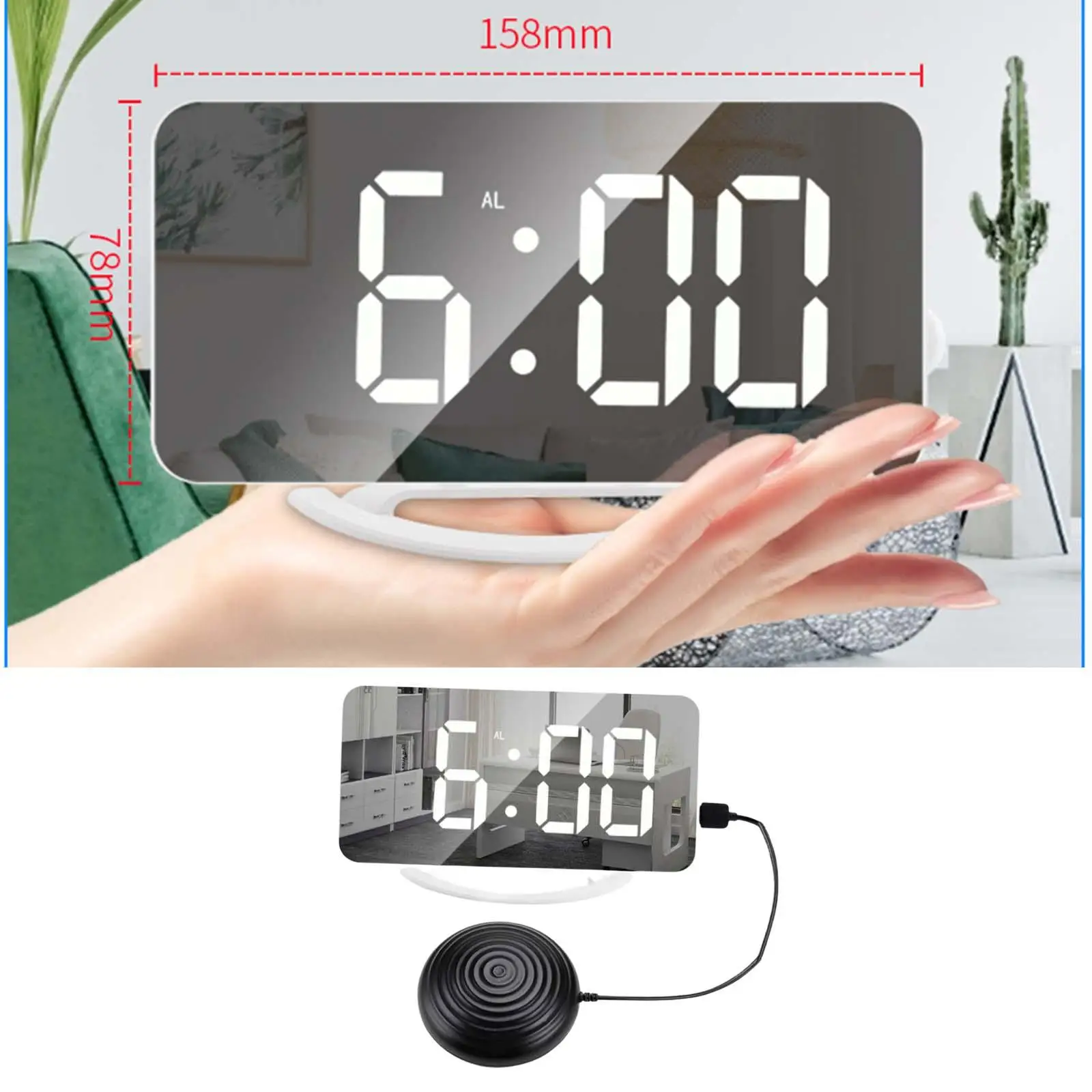 Digital Loud Alarm Clock Vibrating Adjustable Brightness Night Mode Bedroom