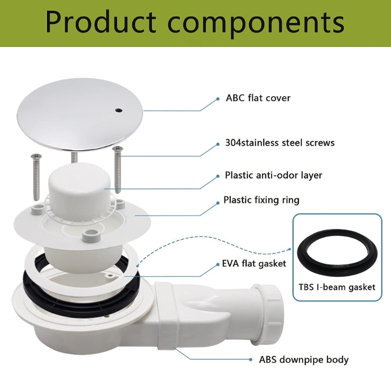 Description Picture 6 of itemLow Shower Base Drain Trap Replacement Shower Bathroom Tray Waste Drain Trap Fast Flows Shower Tray Drain