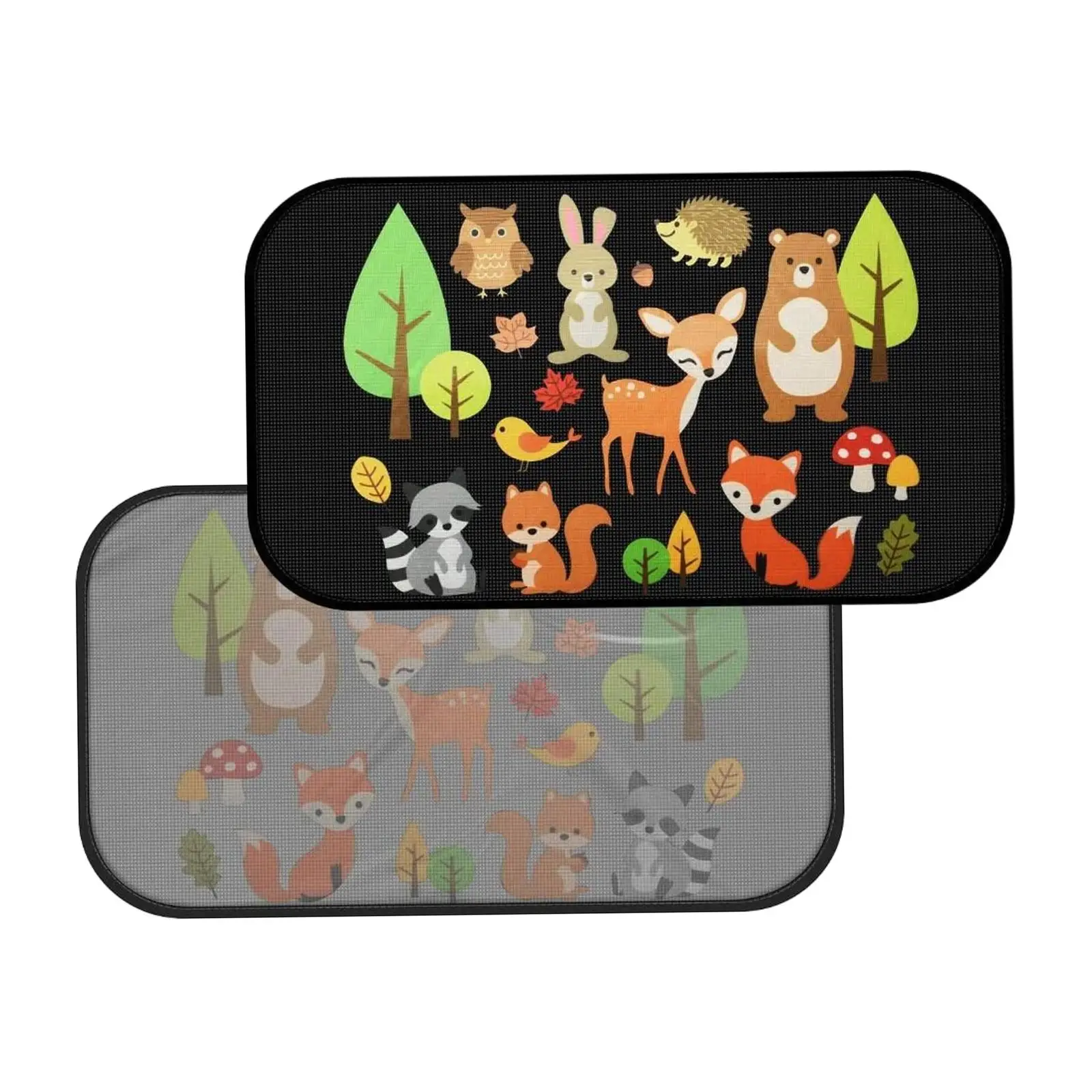 2Pcs Car Window Sun Shades Cute Animals Patterns Block Direct Sunlight and Heat Privacy Protection Privacy Curtain for Baby